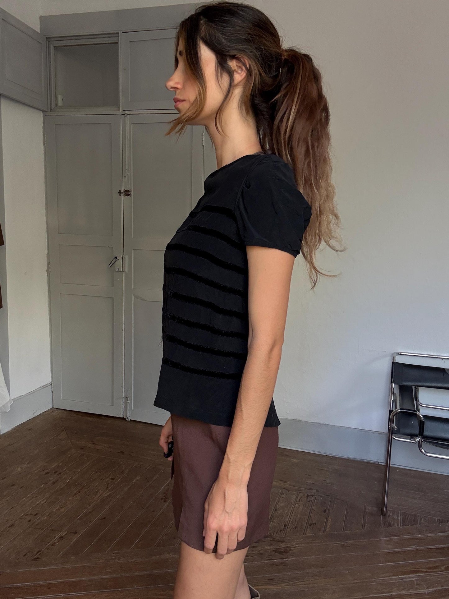 Maje Black Silk Top - French Girl Chic - Lily-Rose Depp Vibes, Parisian emily in Paris aesthetic