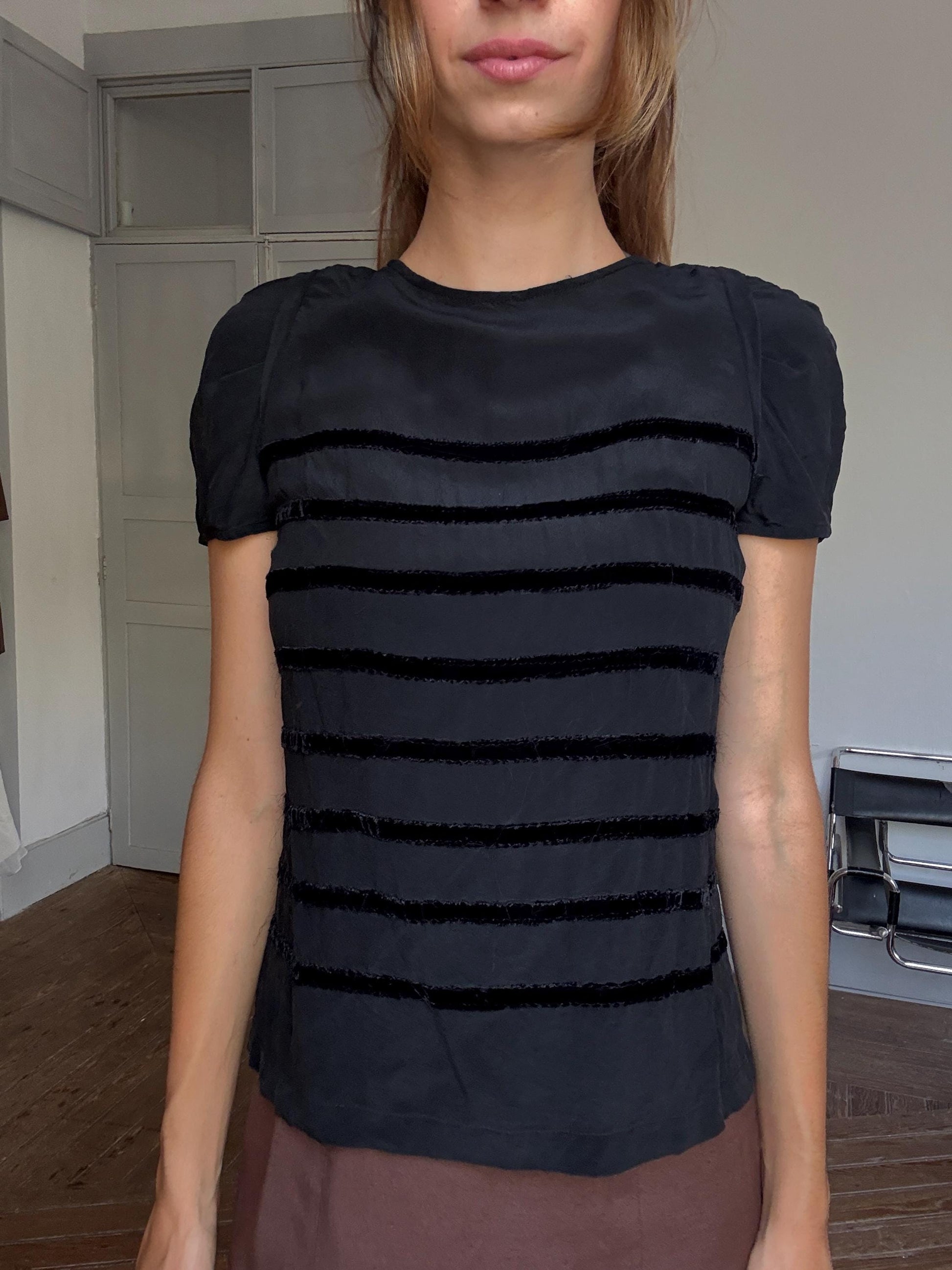 Maje Black Silk Top - French Girl Chic - Lily-Rose Depp Vibes, Parisian emily in Paris aesthetic