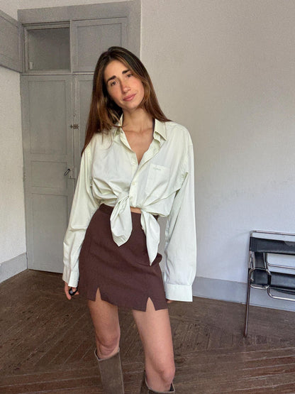 Vintage Light Green Oversized Pierre Cardin Shirt — detail