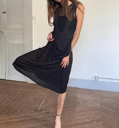 Black Lace Crochet Midi Dress — additional view 7