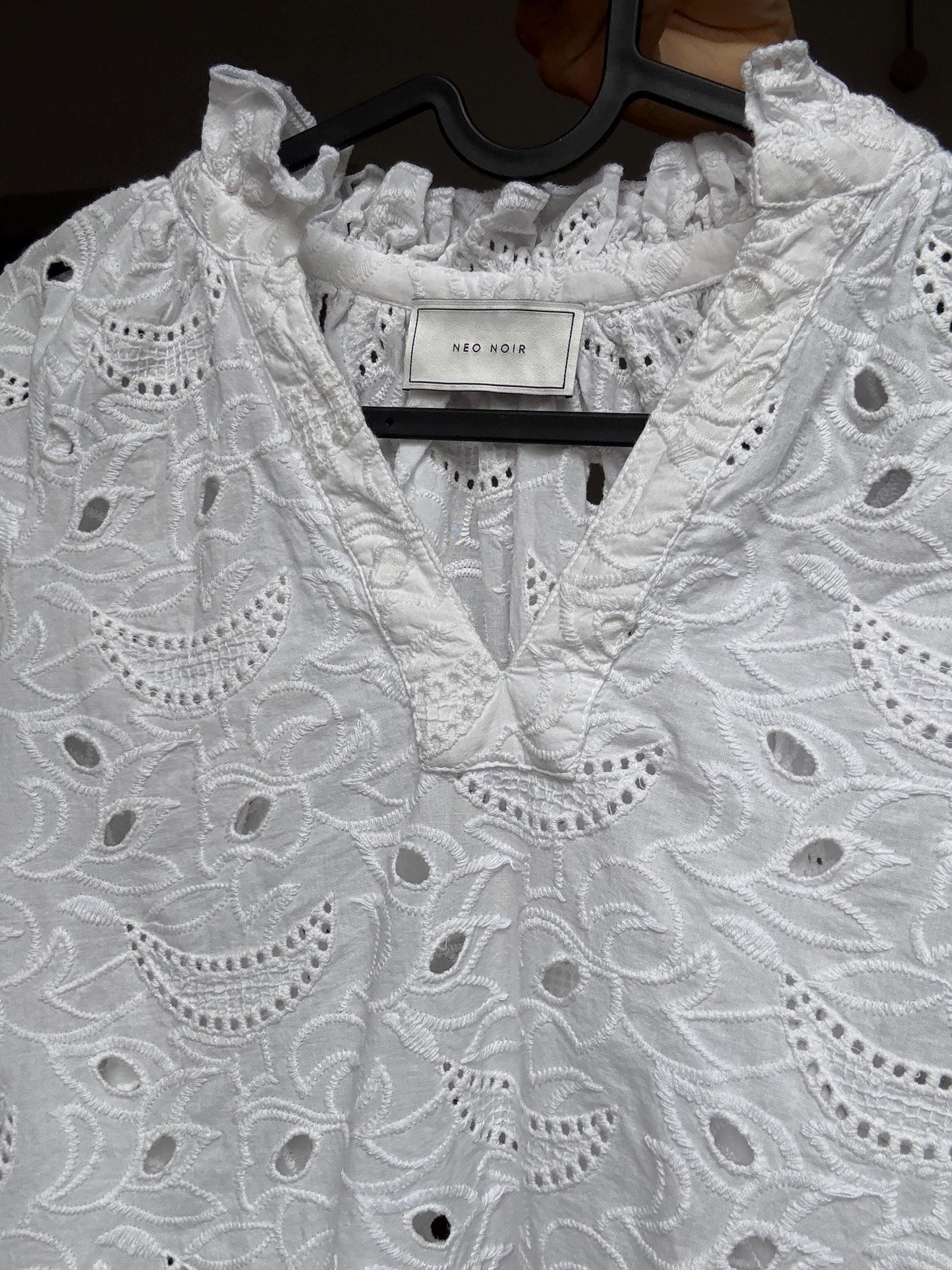 Romantic White Eyelet Cotton Blouse | Cottagecore Summer Top | Size S