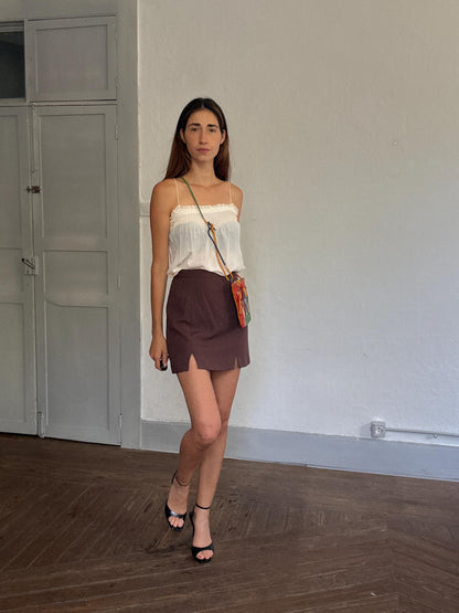 Hand-Painted Italian Leather Crossbody Bag — fabric close-up
