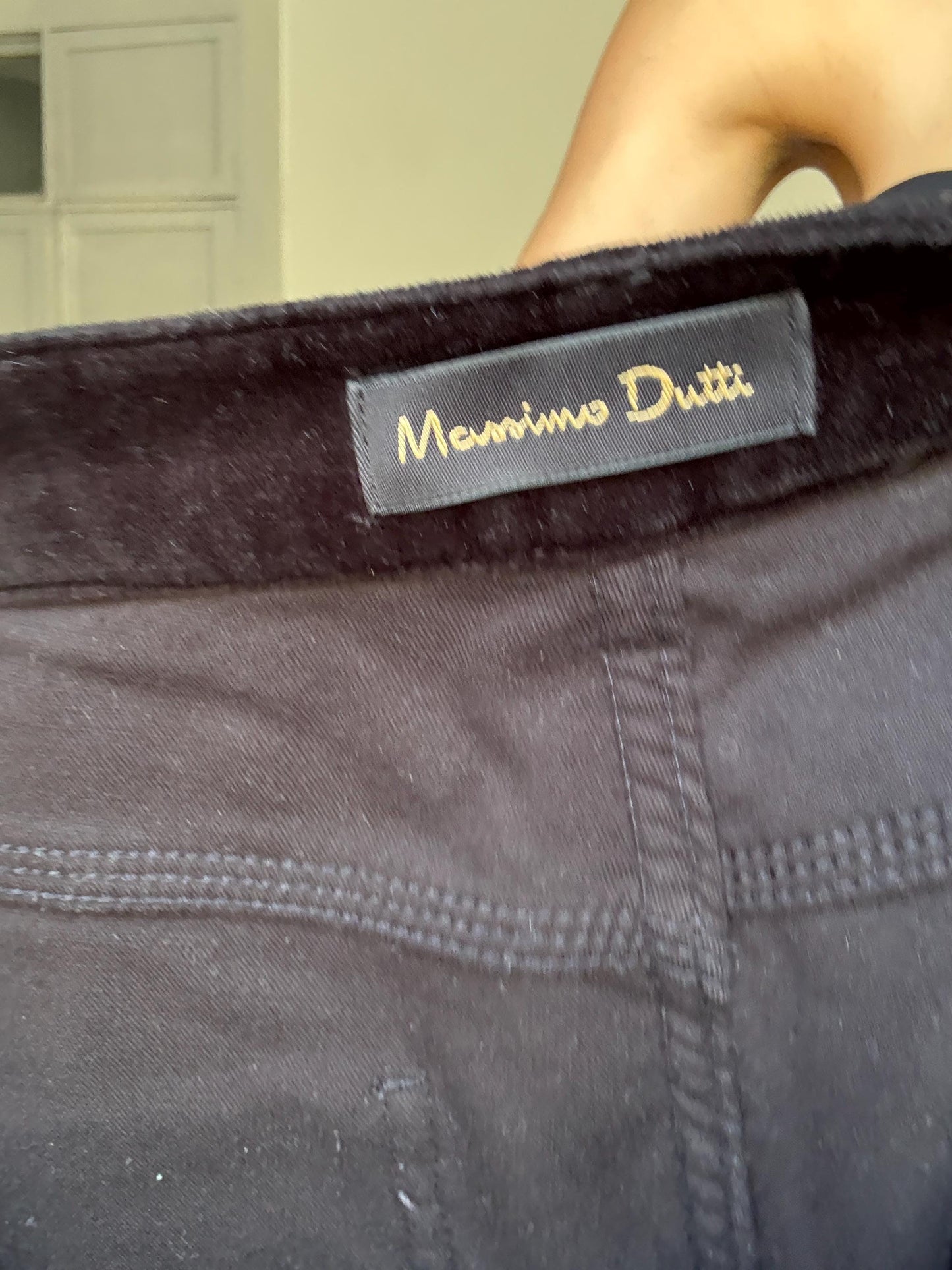 Massimo Dutti men’s black velvet pants – premium cotton blend, slim fit, soft stretch, timeless & refined, size 42