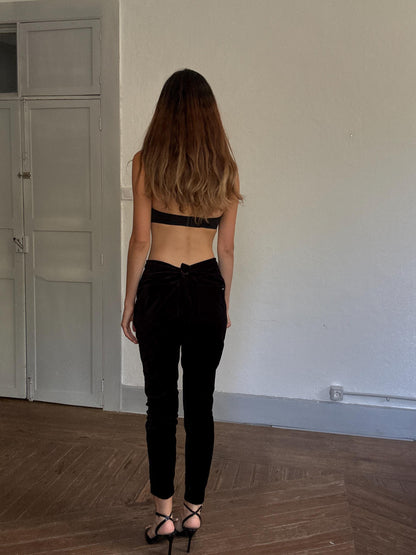 Black Velvet Slim Fit Pants Massimo Dutti