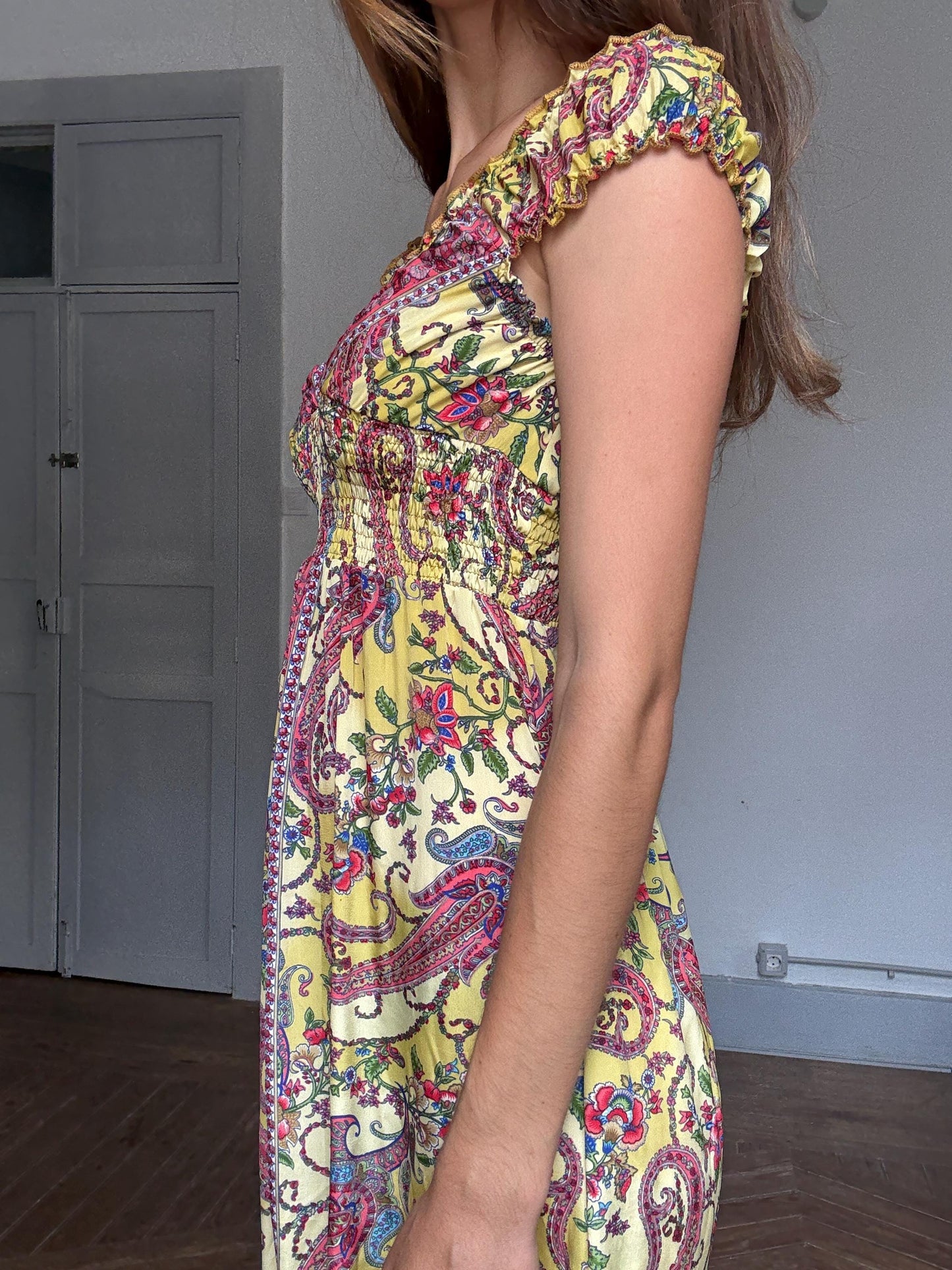 Silk Paisley Fairycore Maxi Dress — back view