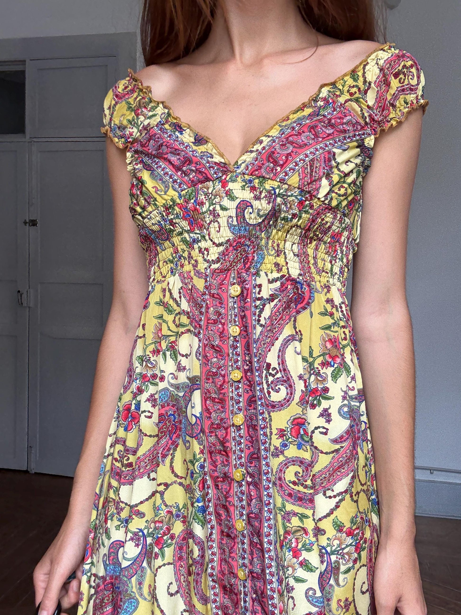 Silk paisley fairycore maxi dress – wedding guest or summer muse loo, Size XS - S