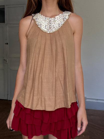 Boho Sleeveless Top with Cowrie Shell Neckline — additional view 7