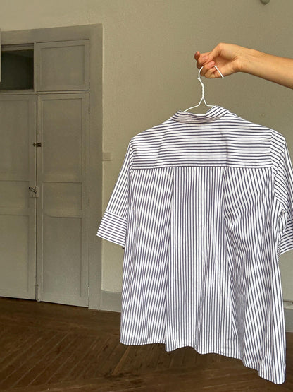 Navy Striped Zip-Up Blouse — additional view 6