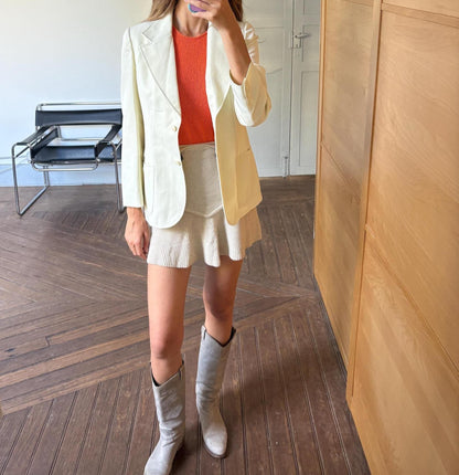 Off White Vintage Rodier Paris Blazer, Elegant Summer Jacket