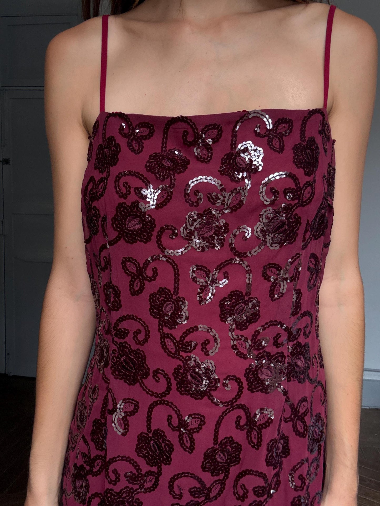 Vintage Burgundy Sequin Slip Dress – Tapioca by José Pedro Zotano | NWT