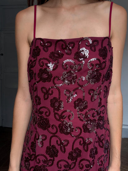 Burgundy Sequin Slip Dress – Vintage Chic — additional view 6
