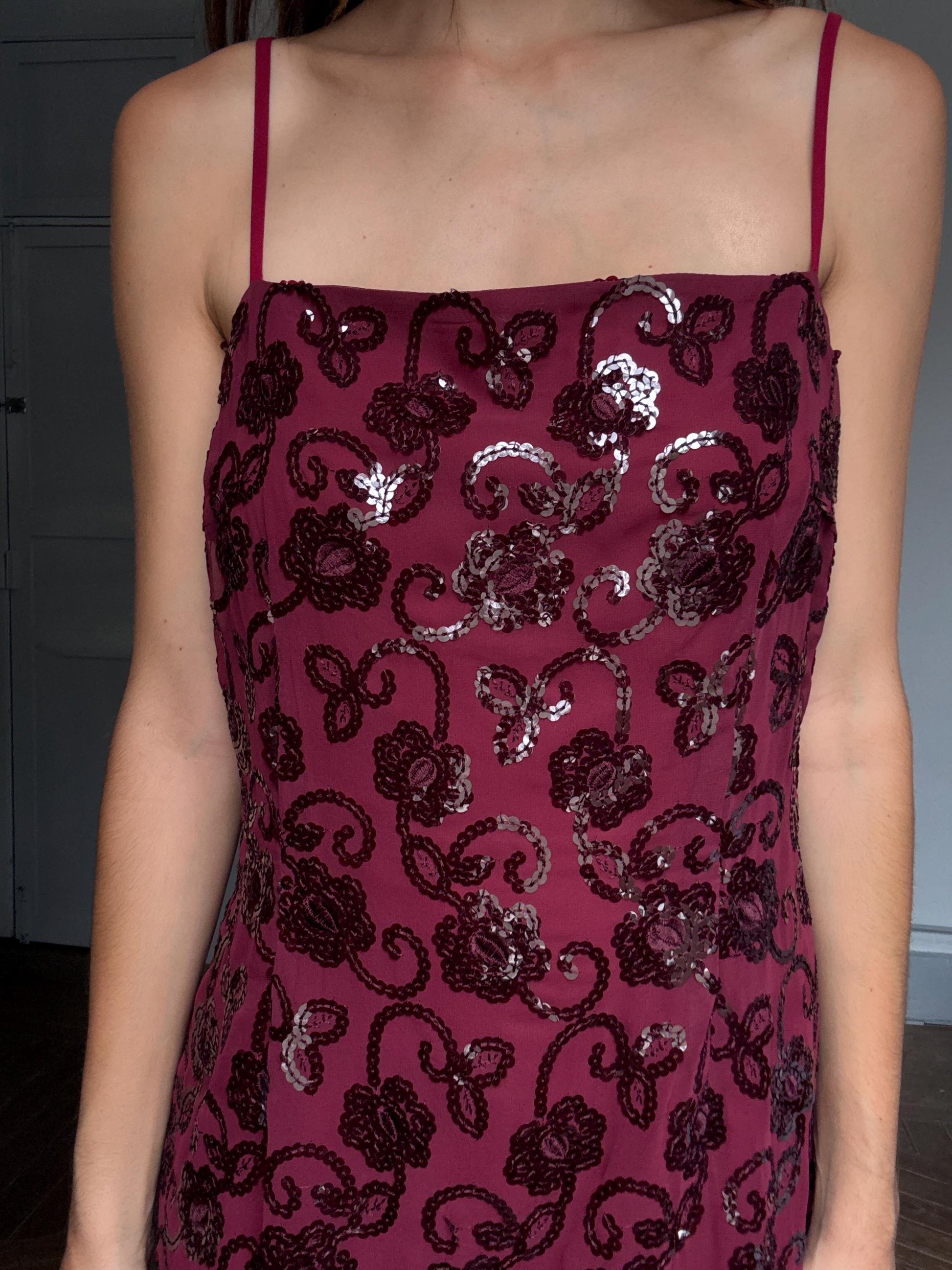 Vintage Burgundy Sequin Slip Dress – Tapioca by José Pedro Zotano | NWT