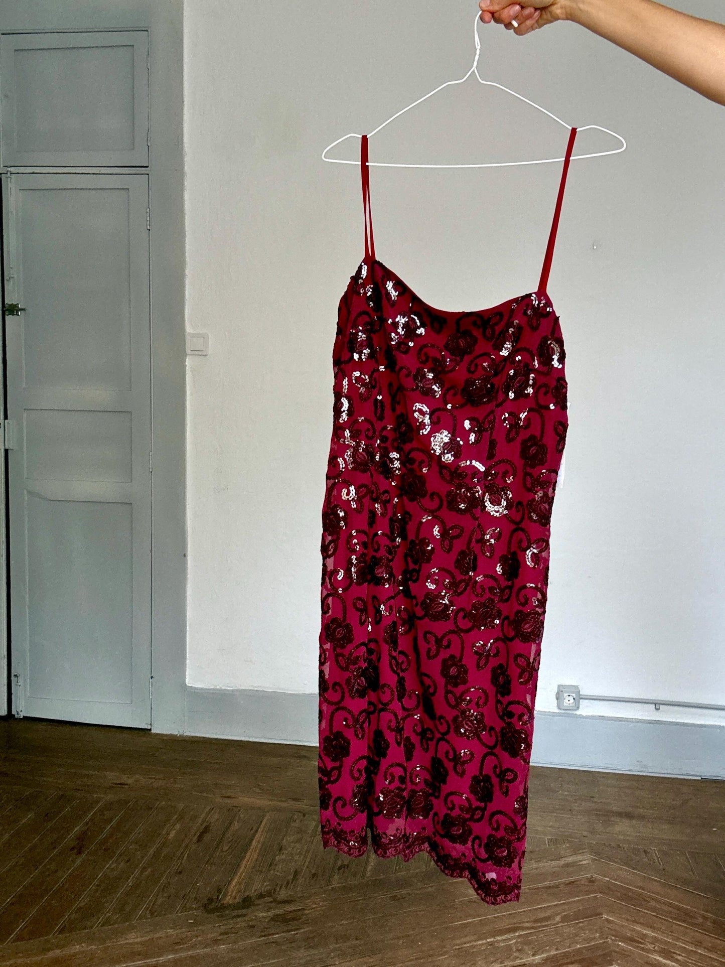 Vintage Burgundy Sequin Slip Dress – Tapioca by José Pedro Zotano | NWT
