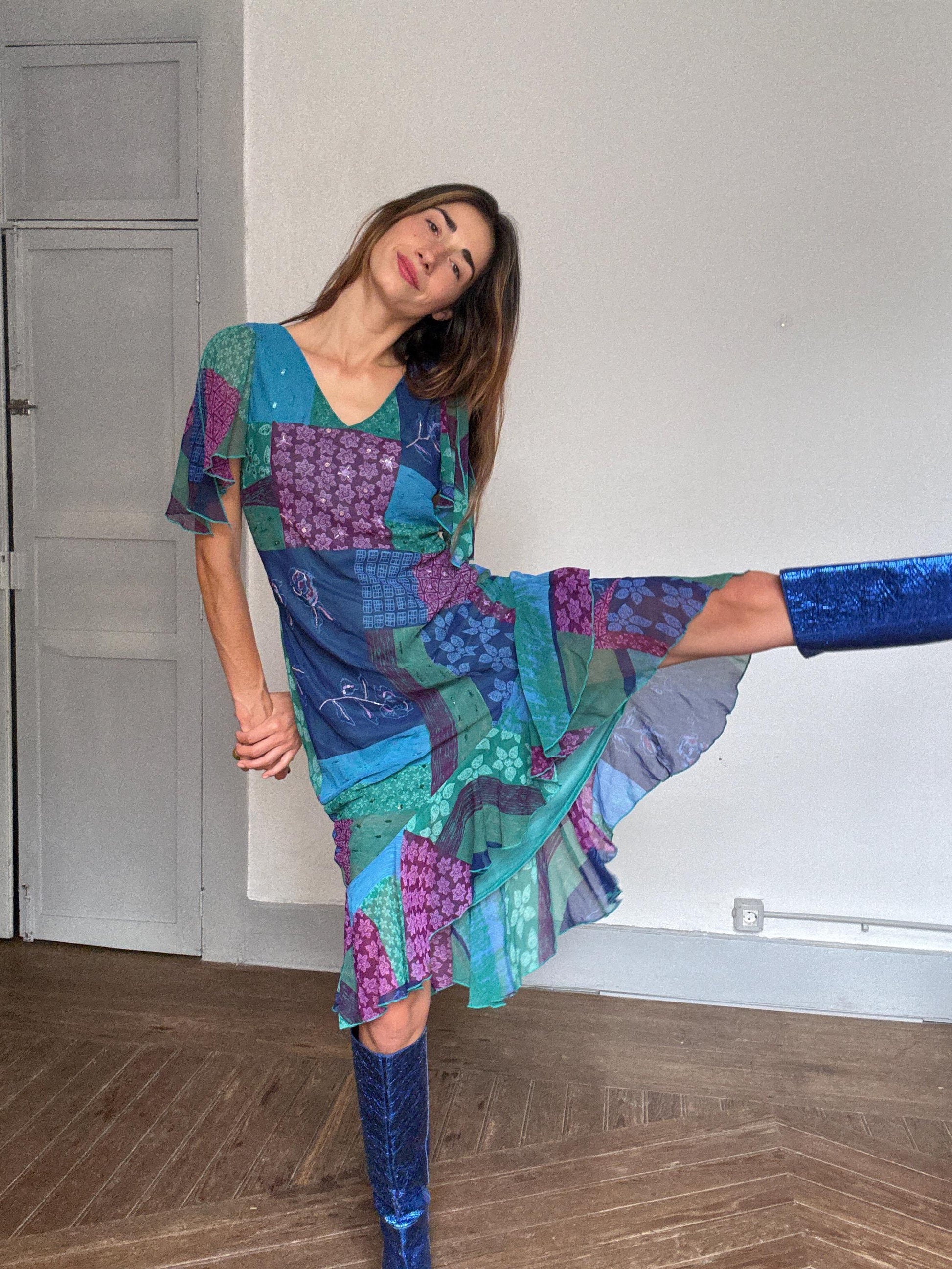 90s Patchwork Sequin Maxi Dress – Bohemefolk