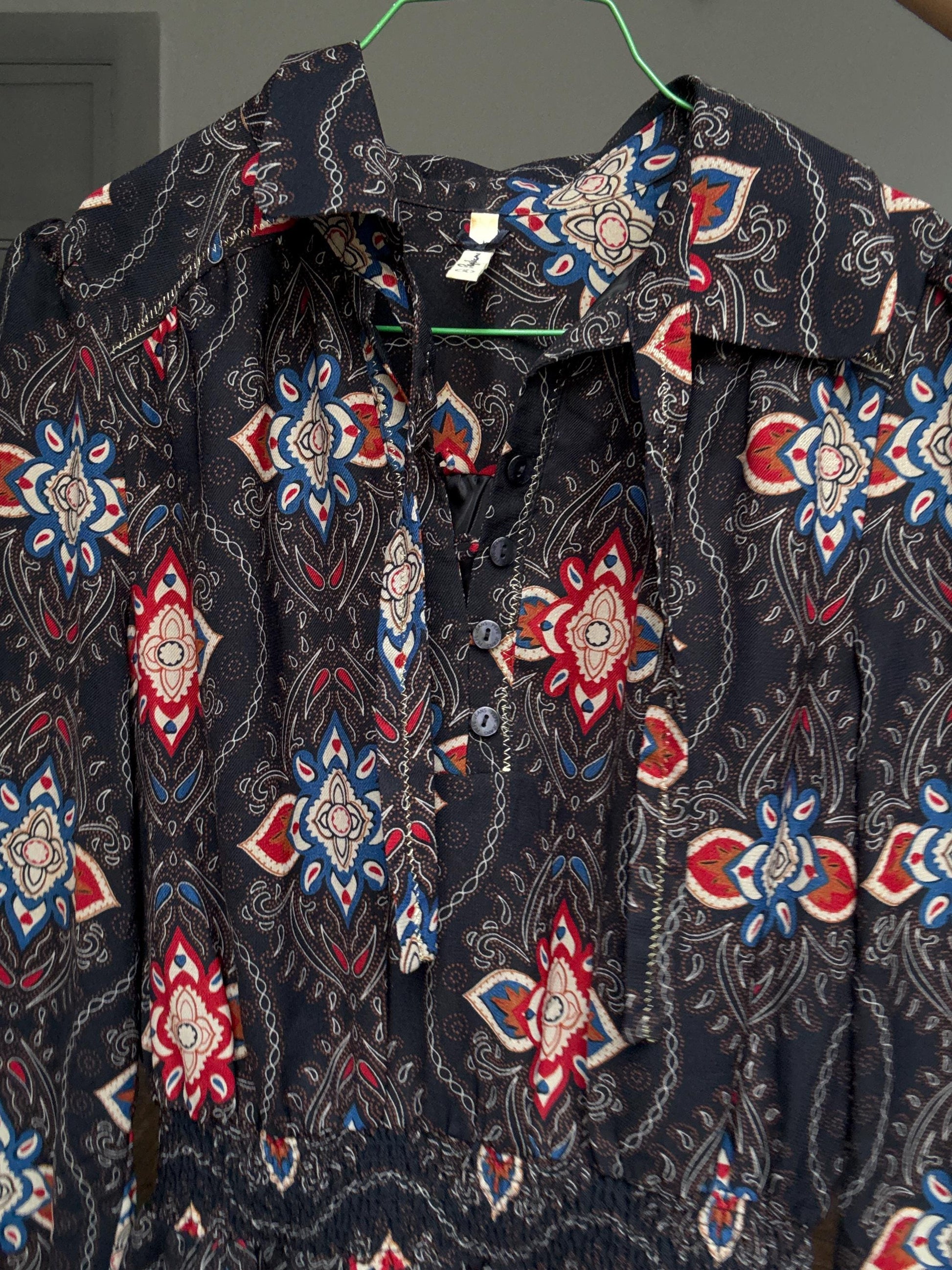 Pepe Jeans Boho Mini Dress – Long Sleeve Festival Dress – Vintage Y2K Indie Style – Size S