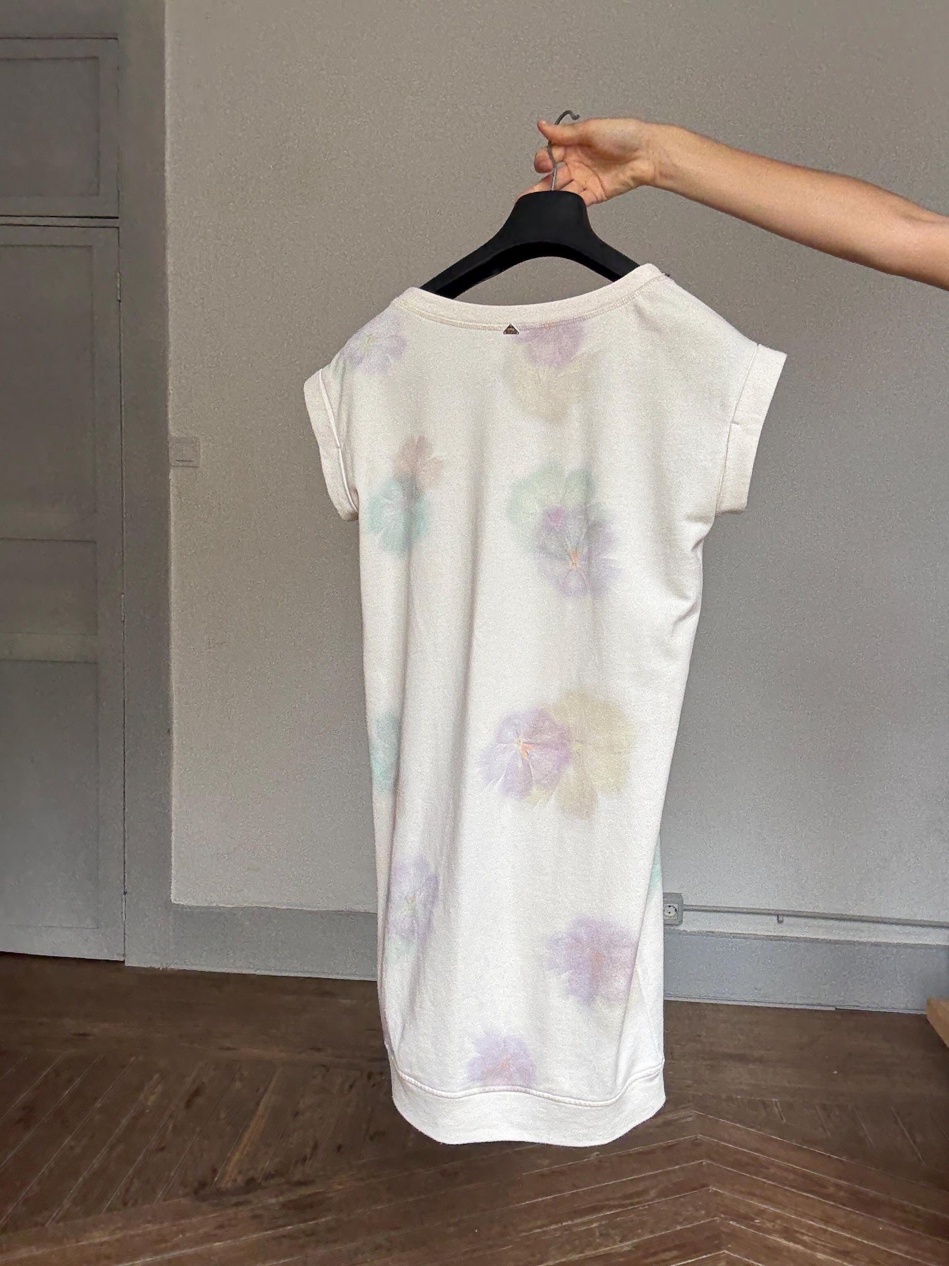 Floral Sweatshirt Dress With Studded Neckline — additional view 10