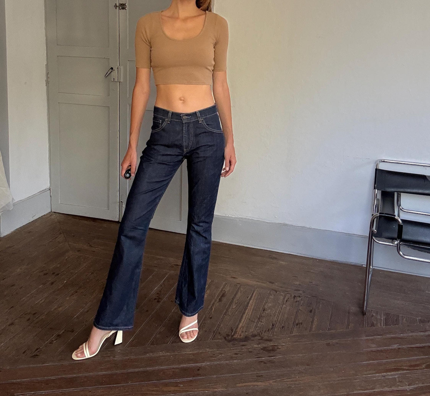 Minimalist Tan Ribbed Crop Top | Earthy Summer Essential | Bella Hadid Street Style Fit