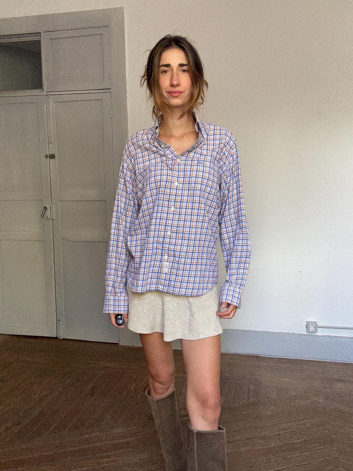 Vintage Thomas Burberry Check Shirt – Unisex Quiet Luxury Button-Up – Britpop Indie Style, 90s Cotton Blouse, Old Money Aesthetic