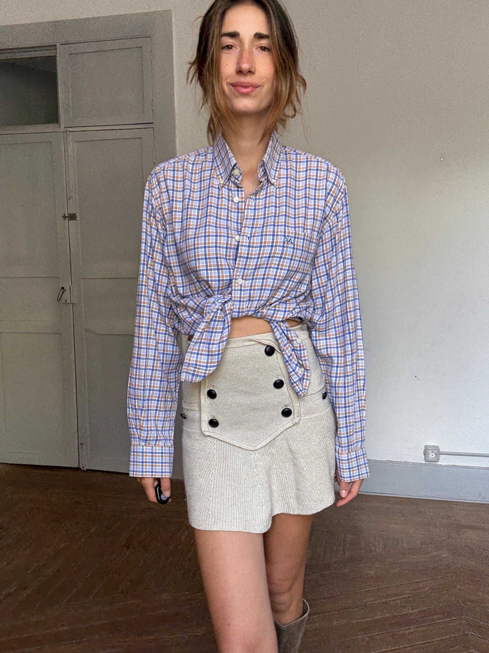 Vintage Thomas Burberry Check Shirt – Unisex Quiet Luxury Button-Up – Britpop Indie Style, 90s Cotton Blouse, Old Money Aesthetic