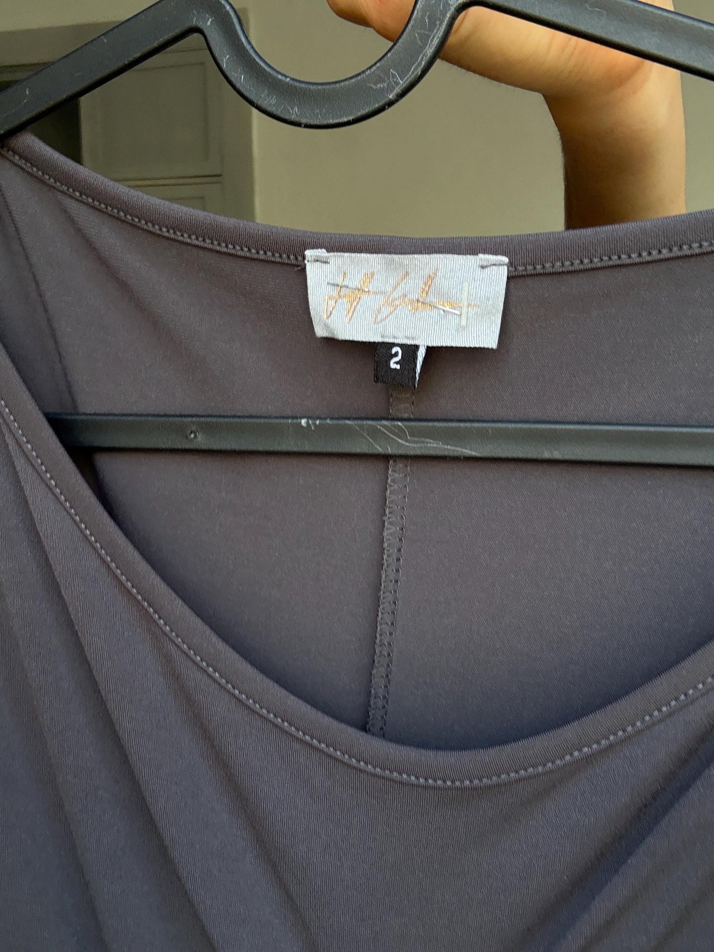 Jeff Gallano stretch ruched bodycon dress – FR 34 / US 2, made in France, vintage luxury, sculpting fit, dark taupe