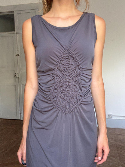 Vintage Luxury Ruched Bodycon Dress, Made In France — detail