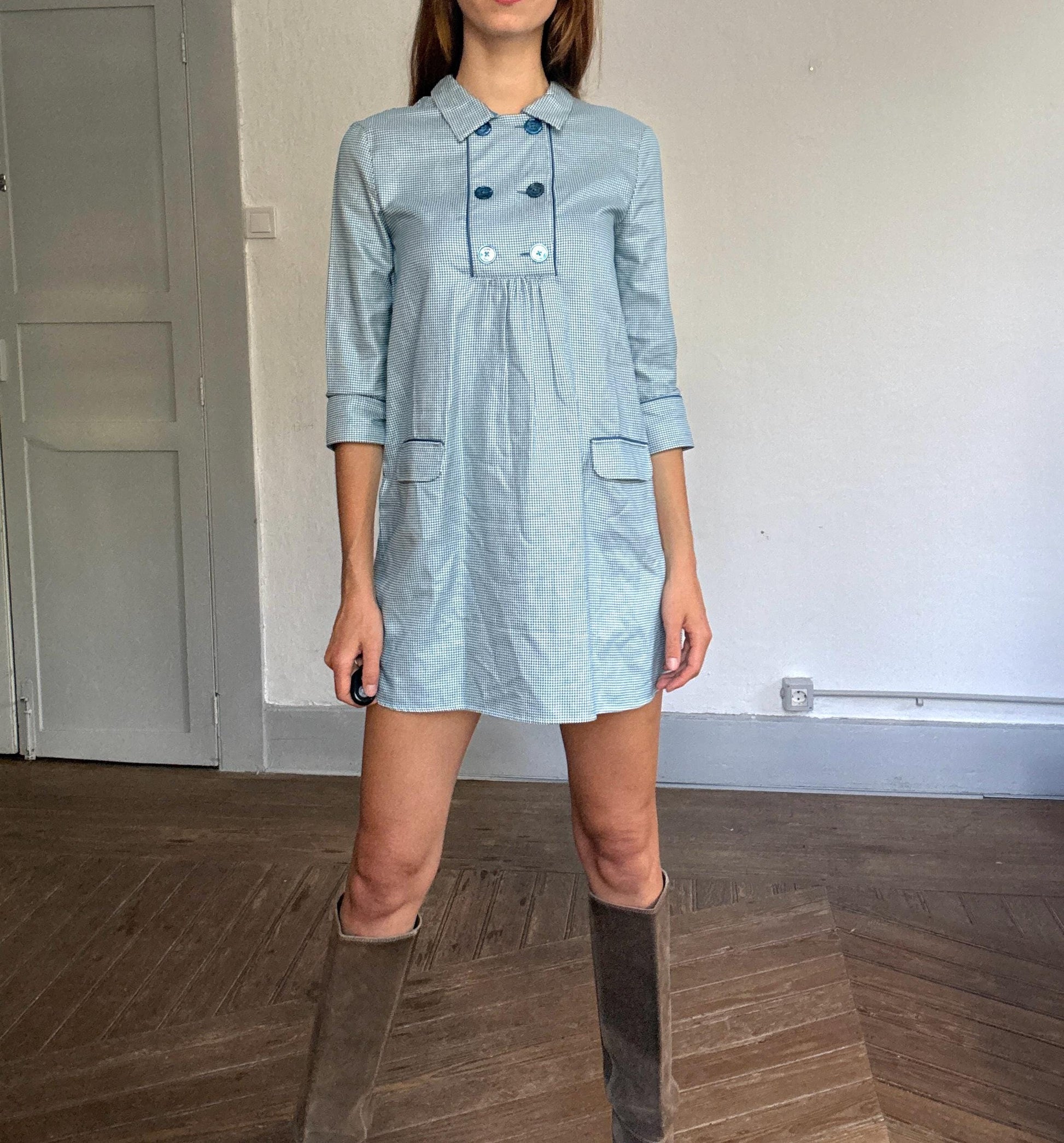 Pedro del Hierro Vintage Mini Dress – Mod Style, Cotton, NWT, Size M-L