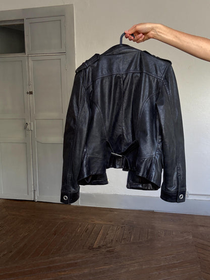 Vintage Black Leather Biker Jacket for Women — additional view 10