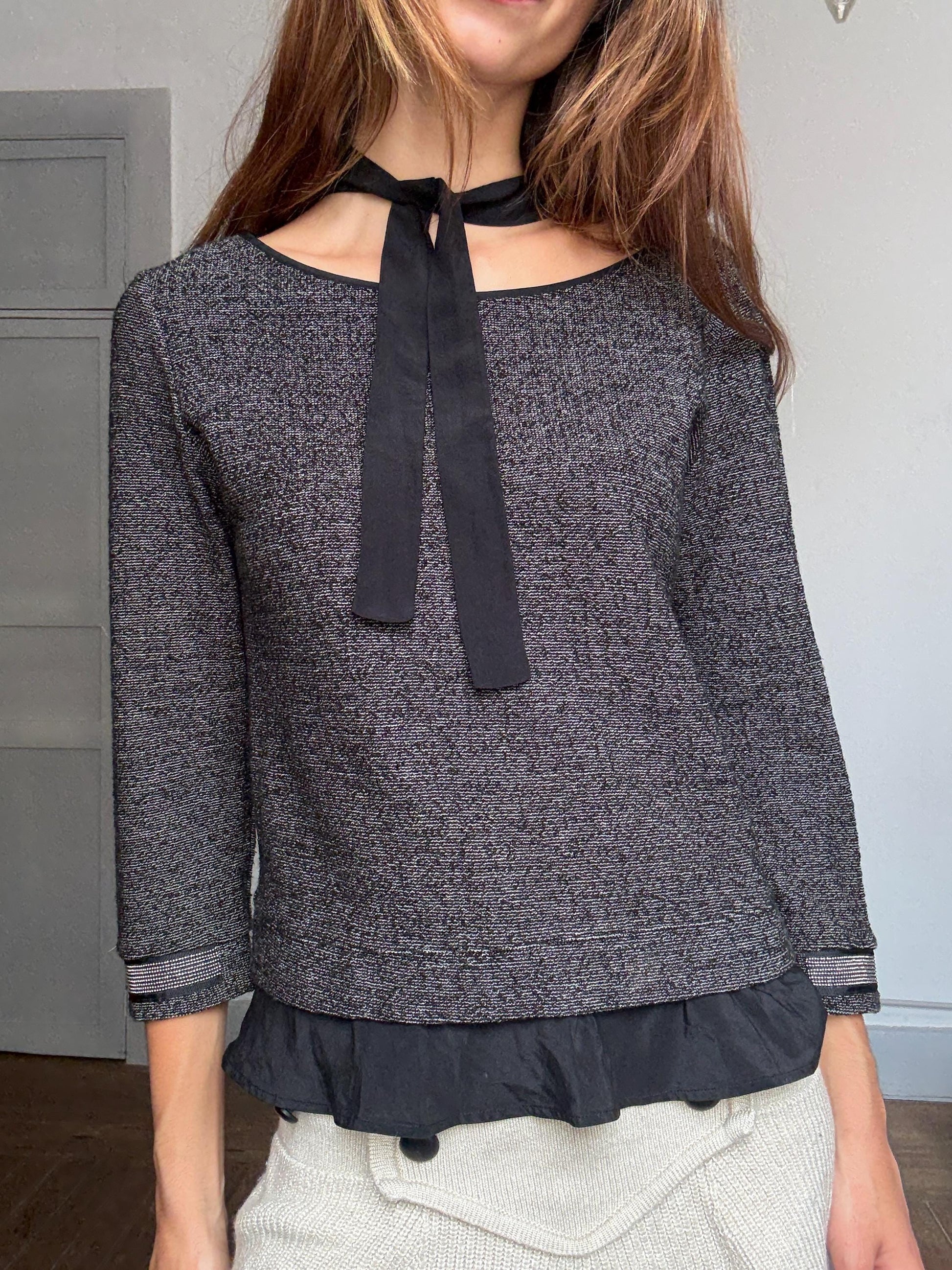 Elegant Marella Sport Top with Tie Neck | Size S