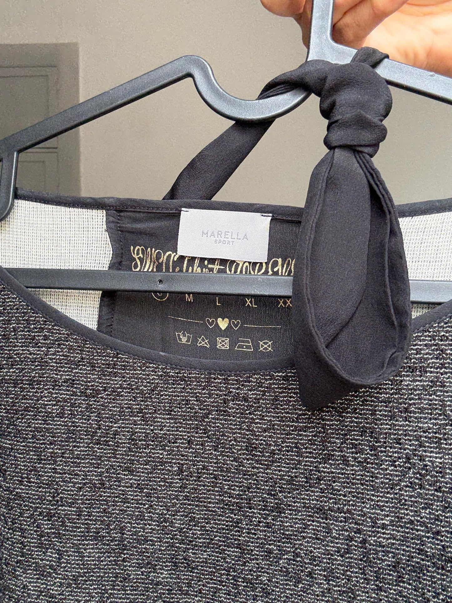 Elegant Marella Sport Top with Tie Neck | Size S