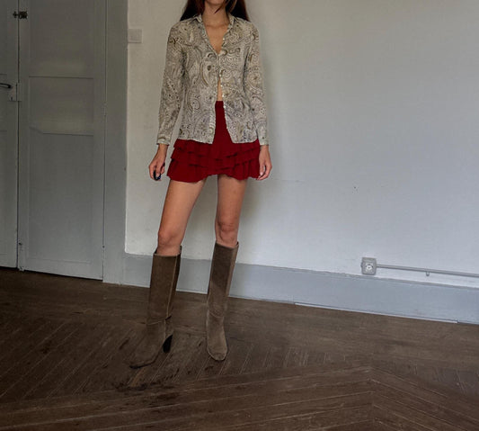 Massimo Dutti Silk-Cotton Paisley Shirt | Vintage Luxury Button-Up | Boho Vibes