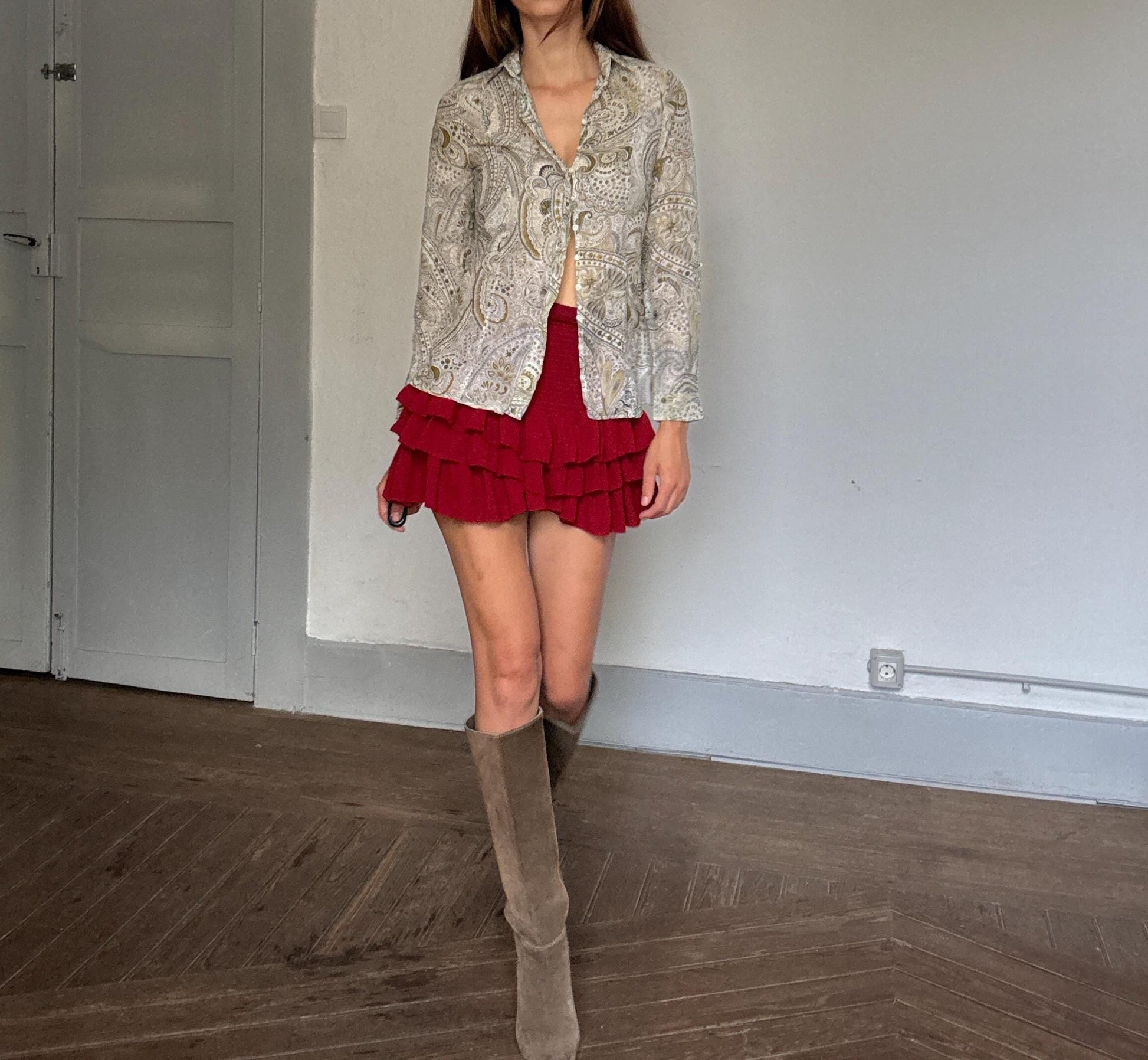 Massimo Dutti Silk-Cotton Paisley Shirt | Vintage Luxury Button-Up | Boho Vibes