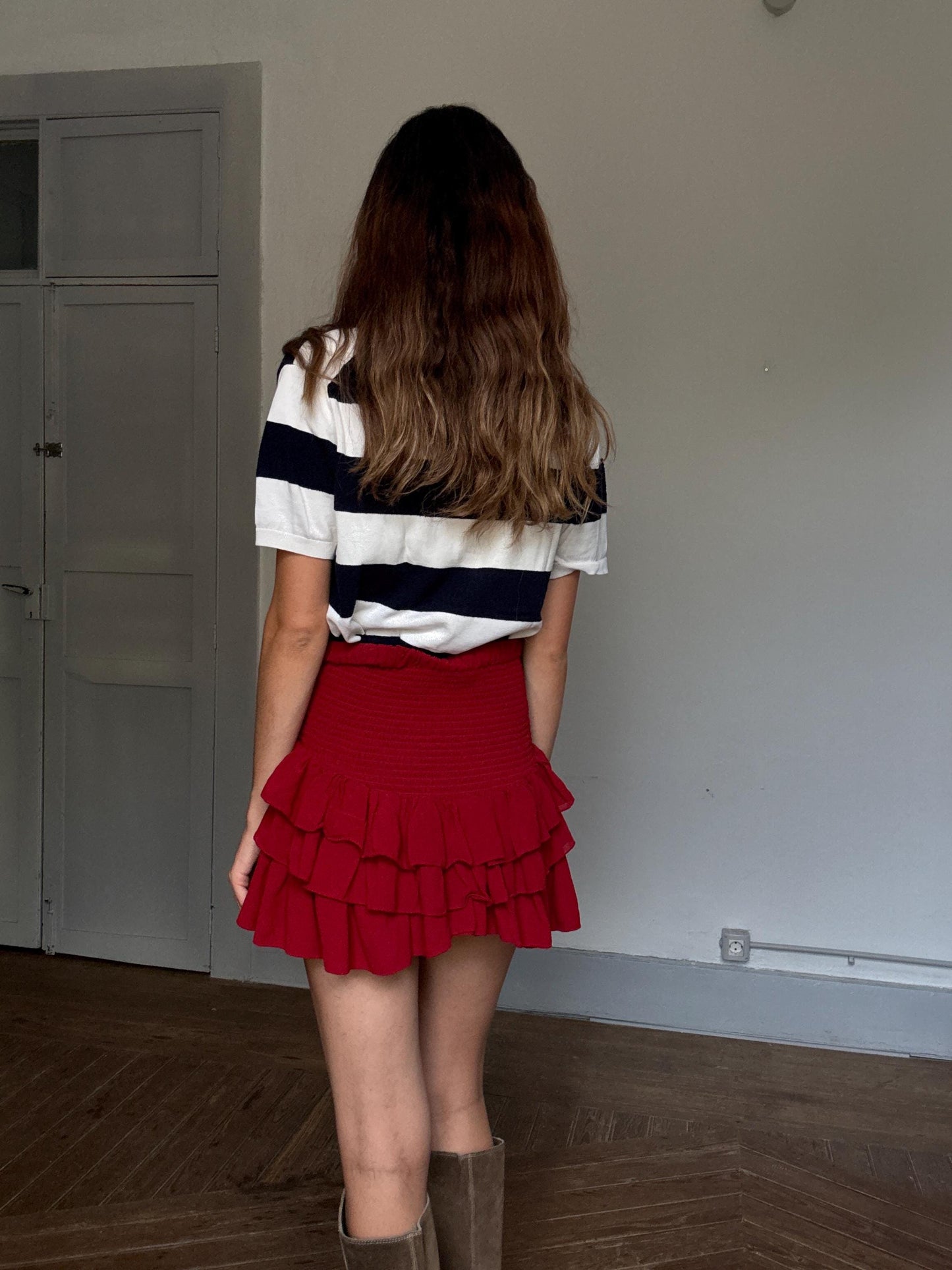 Massimo Dutti Navy & White Striped Tee | French Girl Sailor Vibes Brigitte Bardot Style, Size M