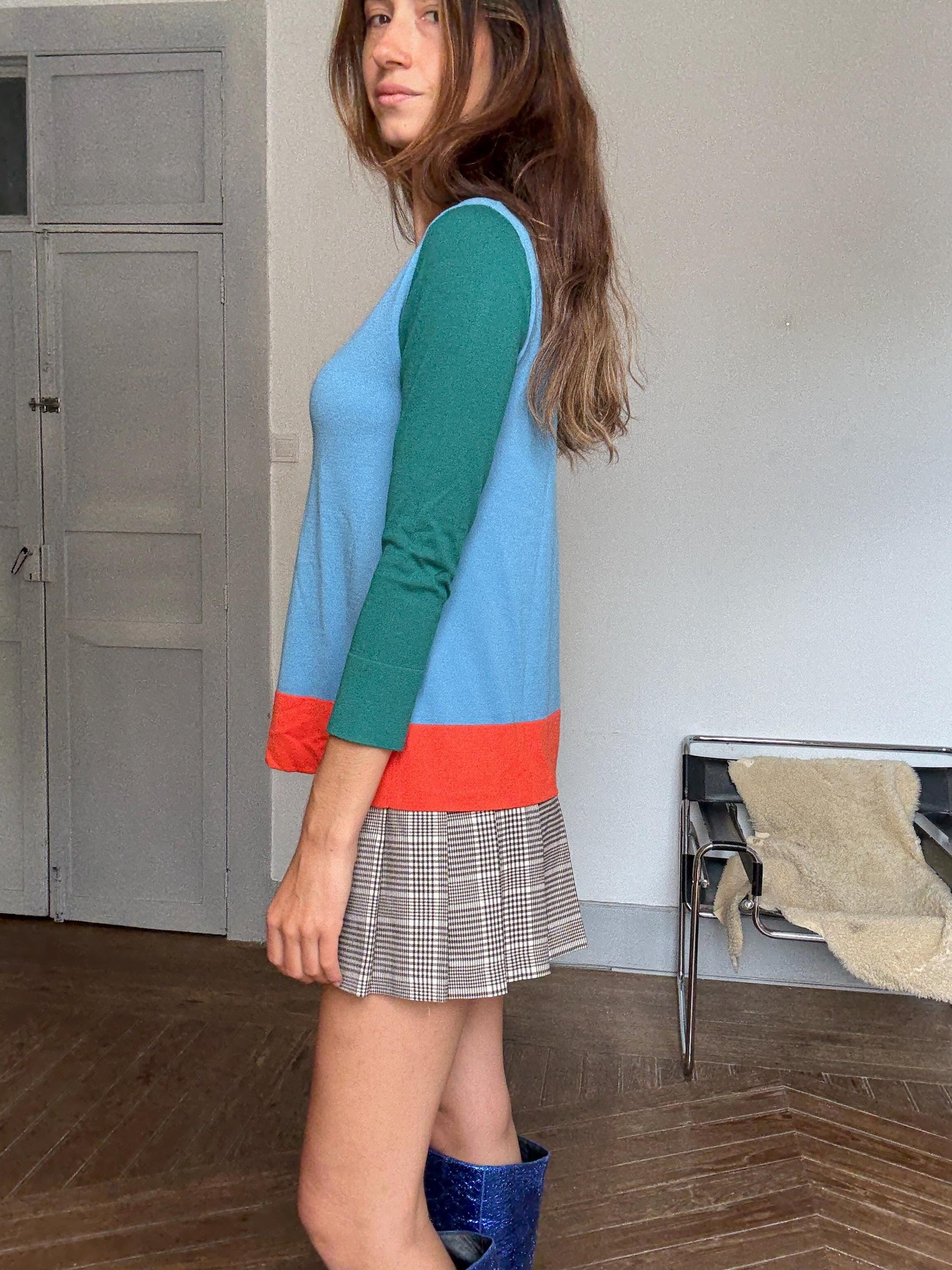 Weekend Max Mara Colorblock Tee – Retro Prep Long Sleeve, Size S