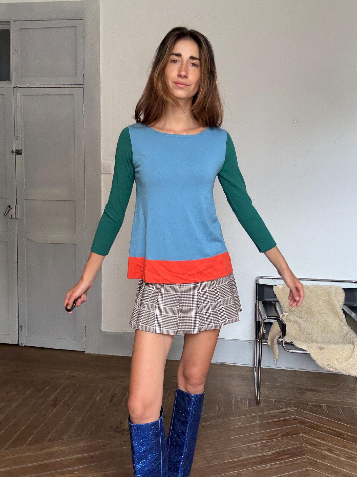 Weekend Max Mara Colorblock Tee – Retro Prep Long Sleeve, Size S