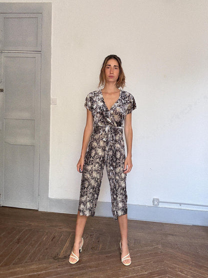 Snake Print Wrap Jumpsuit With Belt — additional view 5