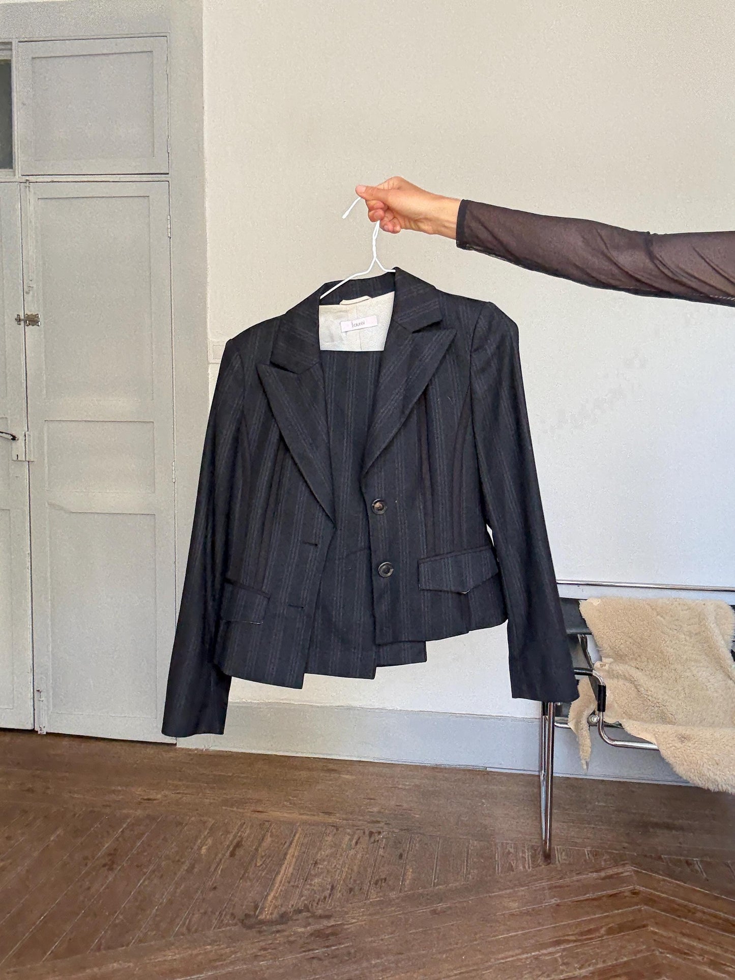 Vintage Laurél Wool Power Suit – 90s Boss Babe Blazer + Pants Set 100% Wool Designer Two Piece