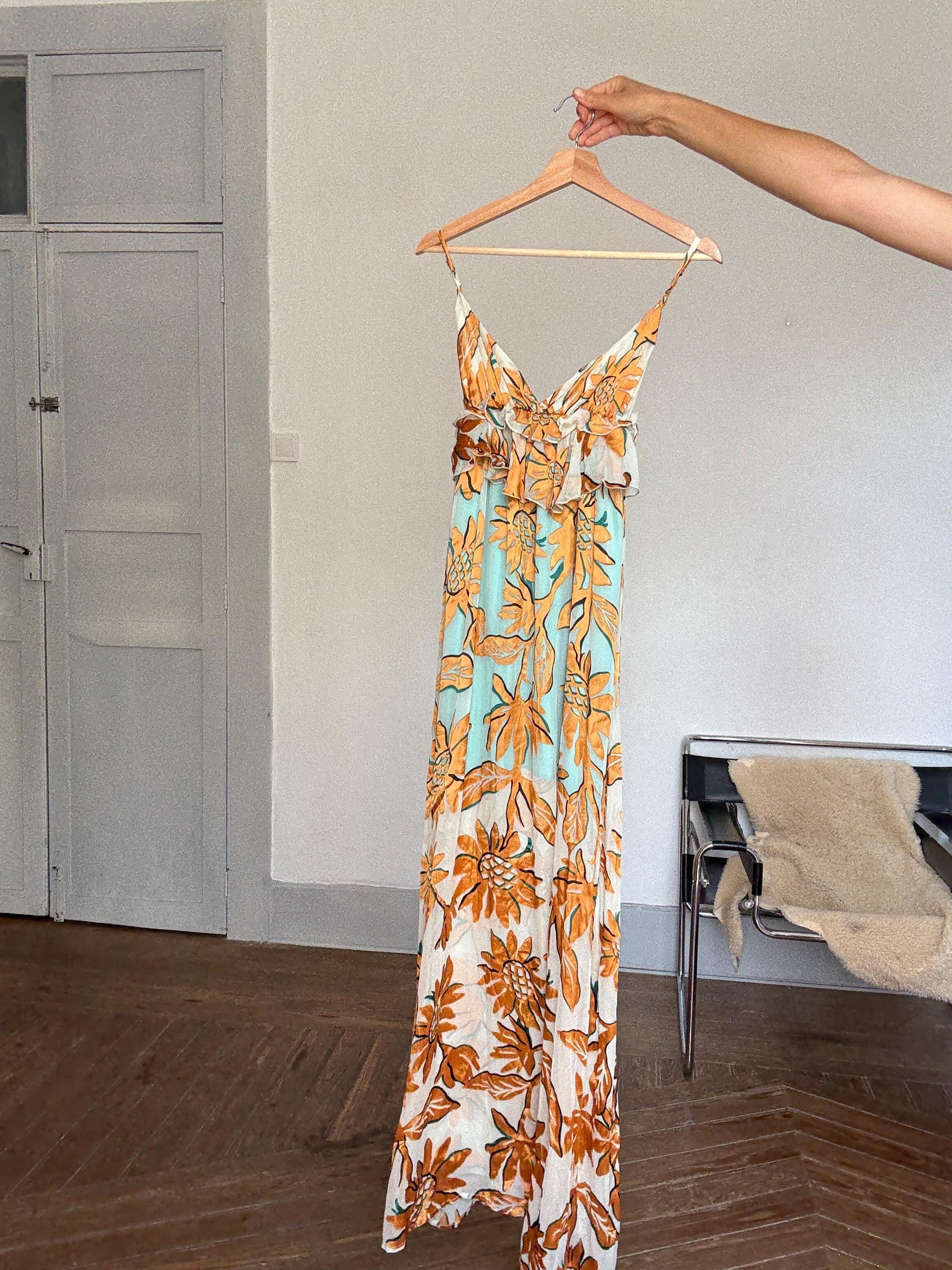 Guapa Milano Maxi Dress – Boho Floral Summer Dream in Fantasia Print | Flowy Resort Goddess Fit | Size S