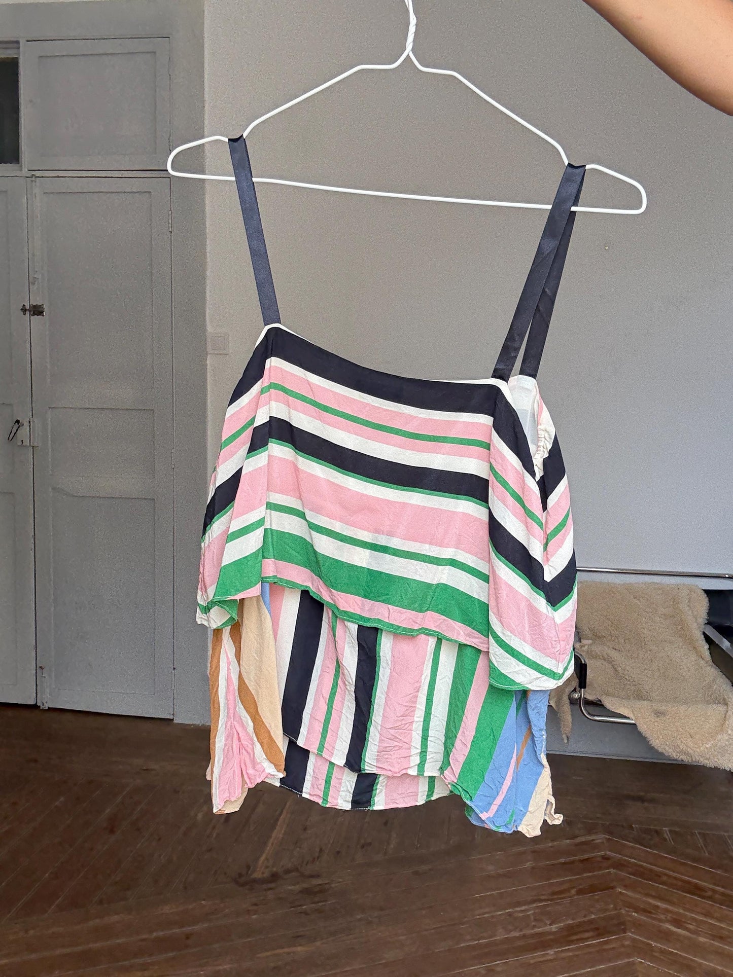 Massimo Dutti Silk Camisole – Colorful Striped Summer Top, Y2K Festival Vibe | Size S |