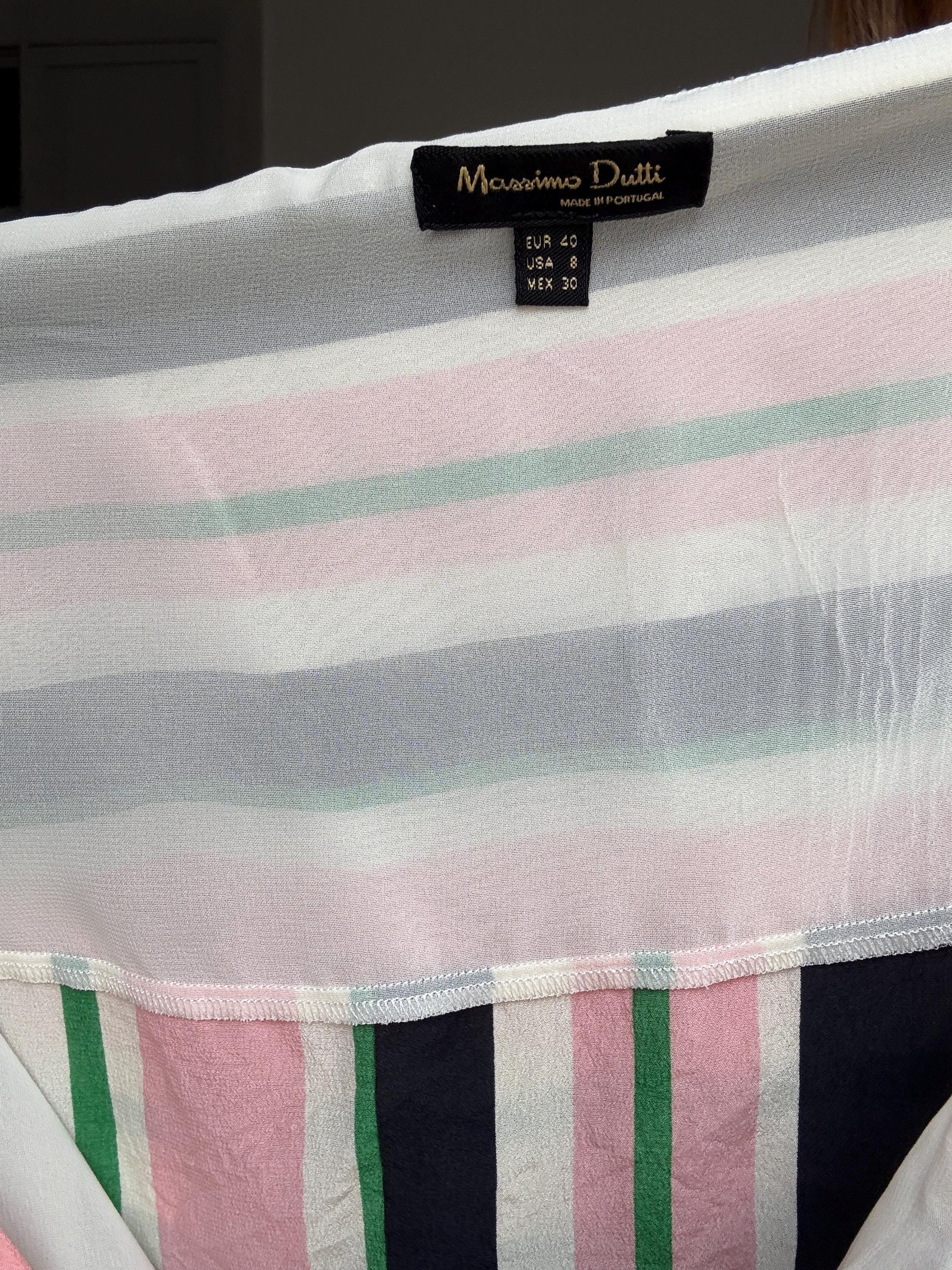 Massimo Dutti Silk Camisole – Colorful Striped Summer Top, Y2K Festival Vibe | Size S |