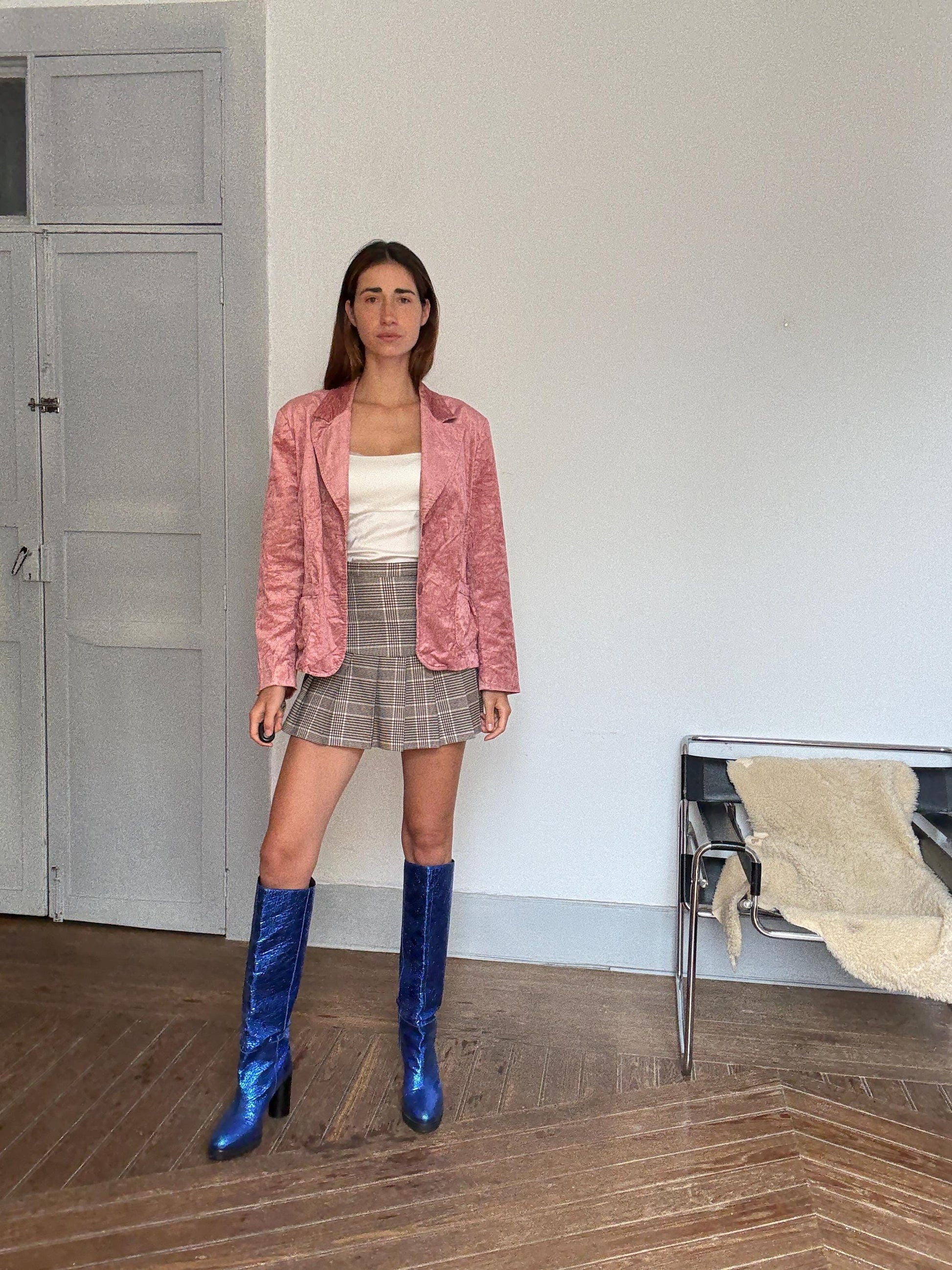 Vintage Crushed Velvet Pink Blazer | Made in Italy by Emil | Barbiecore Coquette Oversized Unisex Jacket