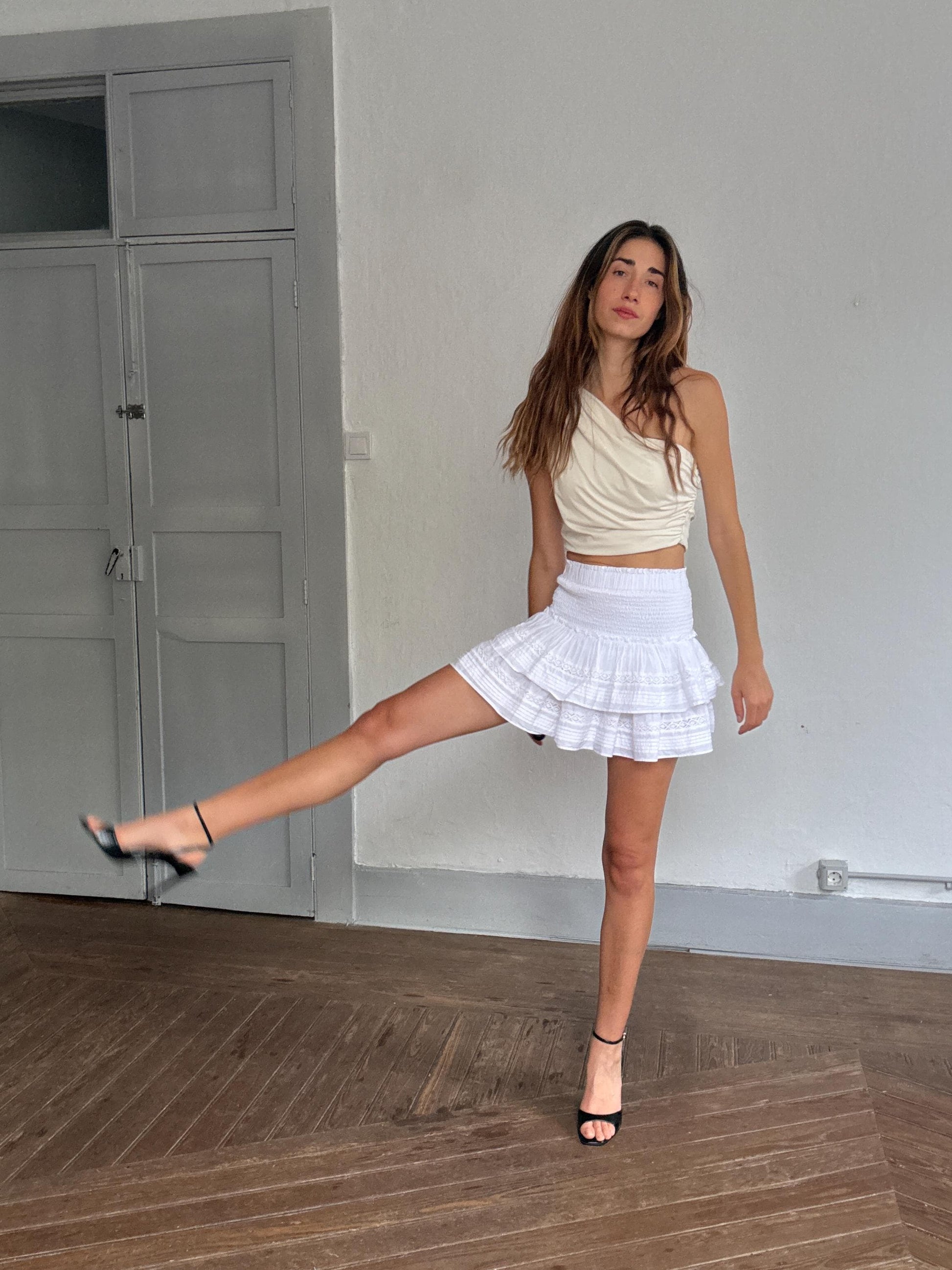 White Cotton Ruffle Mini Skirt – Coquette cottagecore Y2K French girl style, summer layering skirt