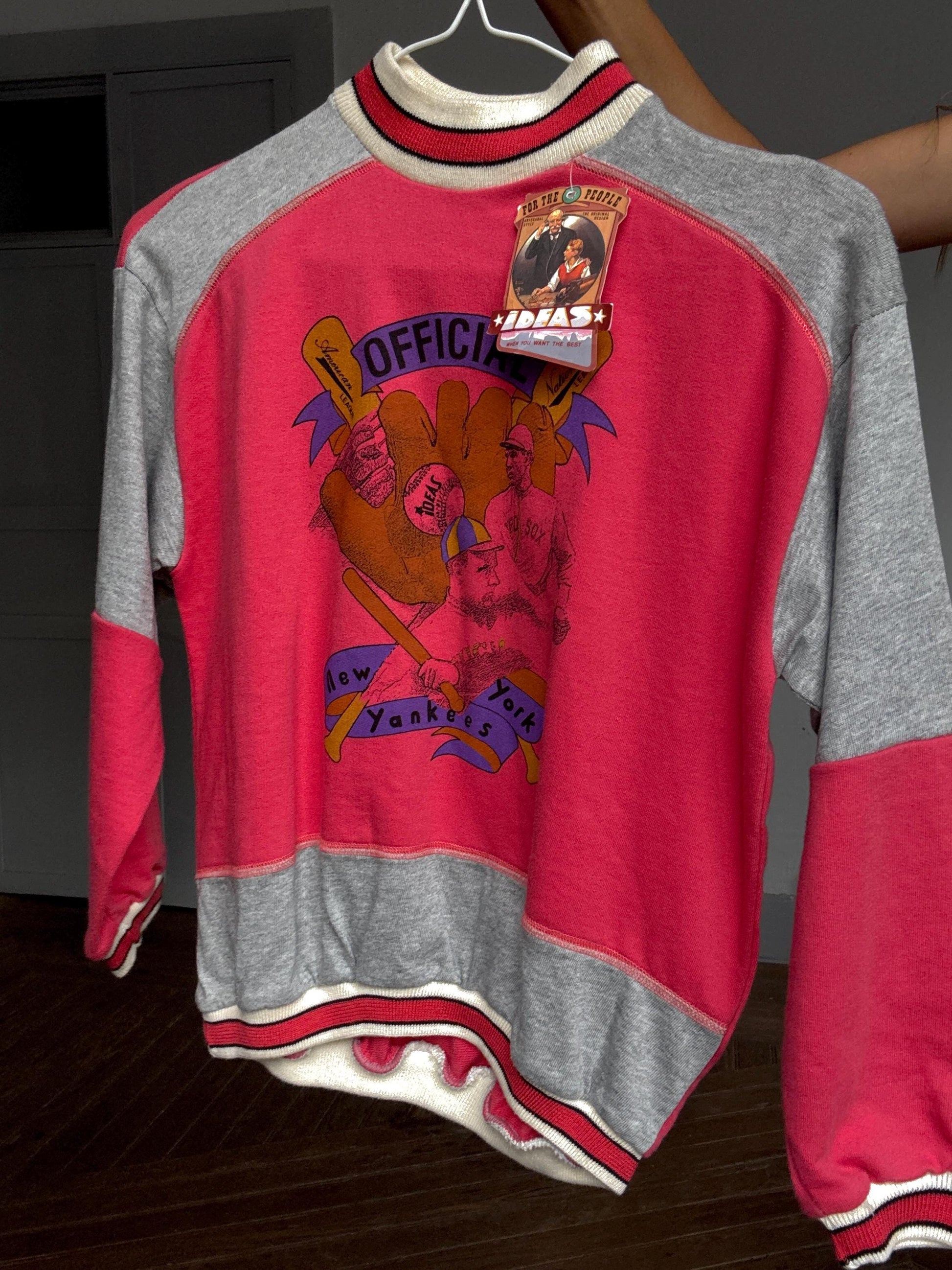 Vintage New York Yankees Baseball Sweatshirt – 80s Style Graphic Jumper by Ideas, Tag Size 10, Made in Spain, Unworn with Tags