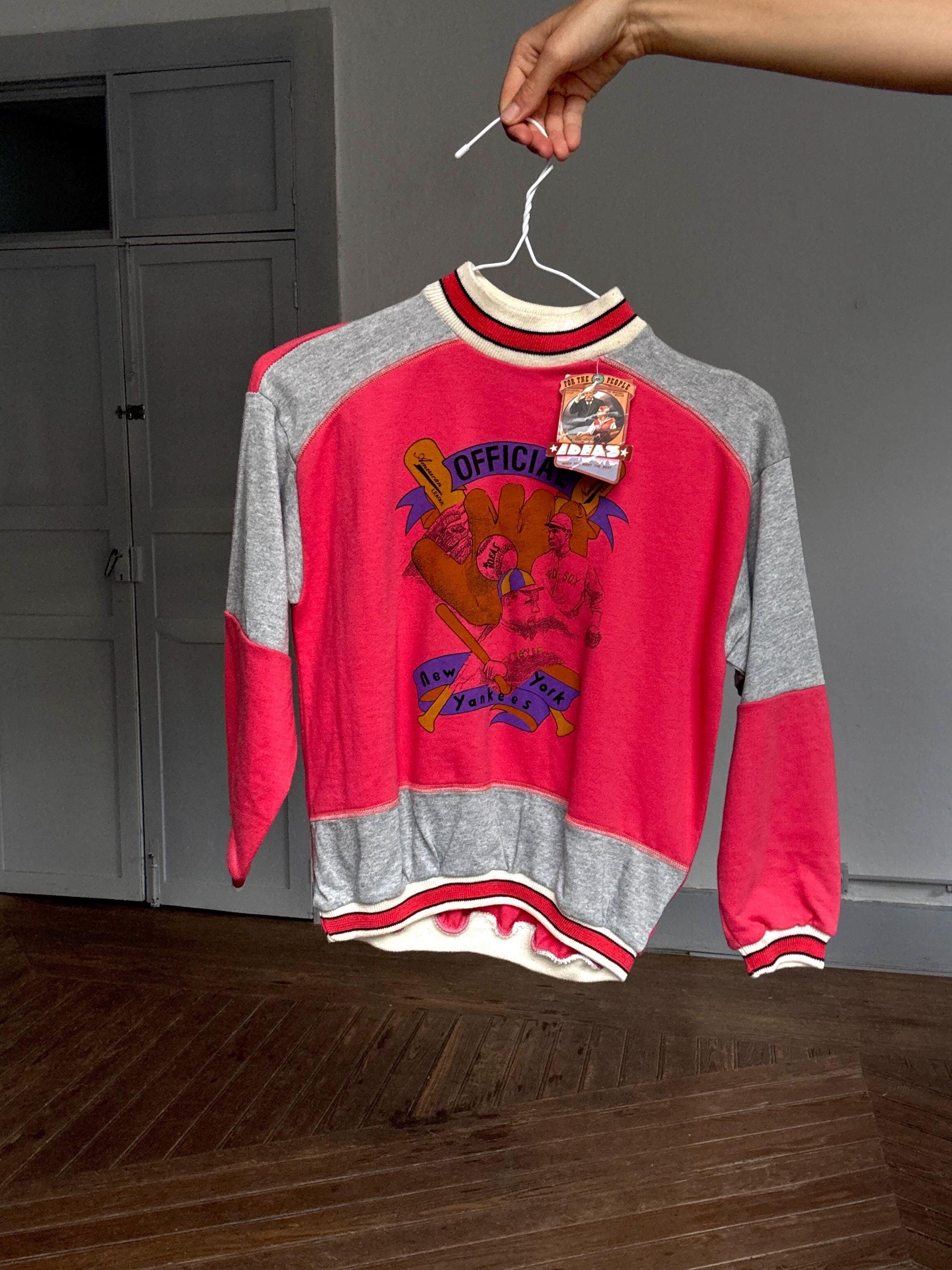 Vintage New York Yankees Baseball Sweatshirt – 80s Style Graphic Jumper by Ideas, Tag Size 10, Made in Spain, Unworn with Tags