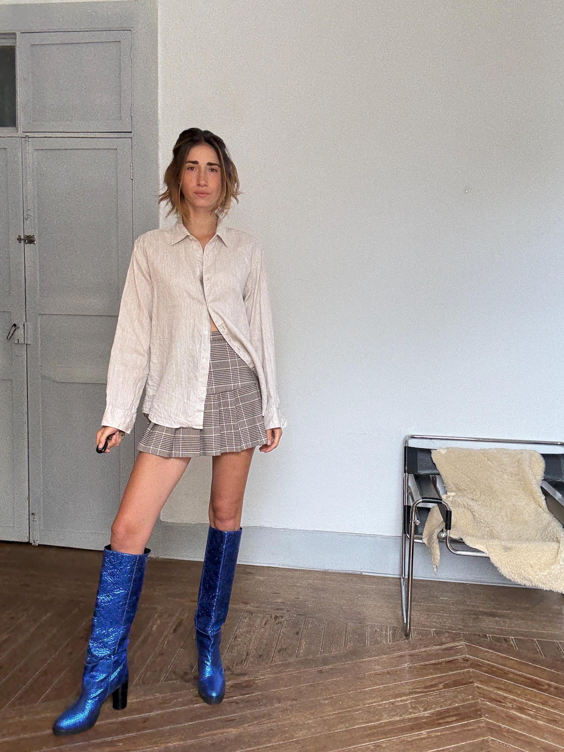 Vintage 100% Linen Oatmeal Shirt by Uniqlo – Unisex Fit, Oversized or Knotted Crop Style, Earthy Minimal Look, Size M