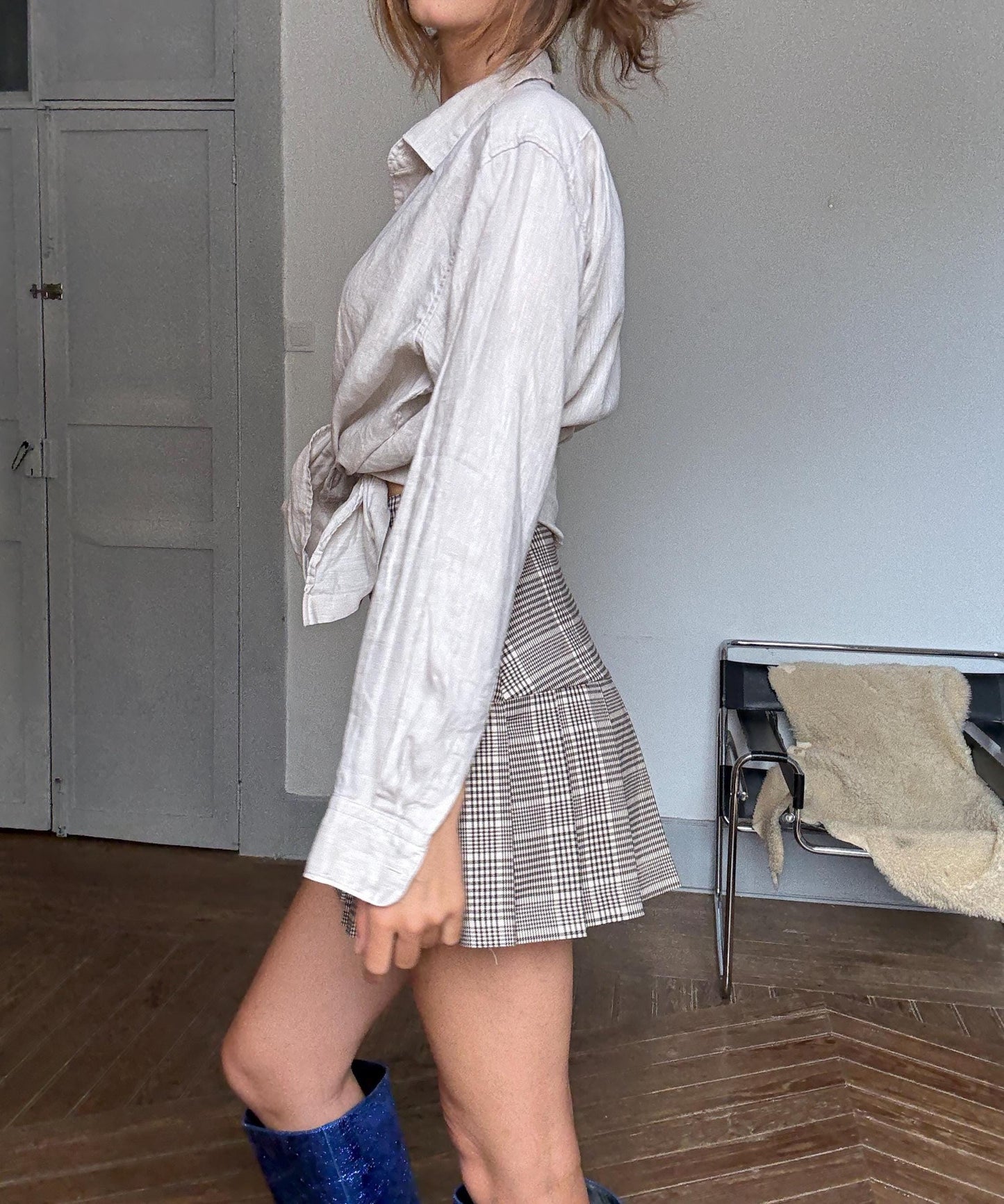 Vintage 100% Linen Oatmeal Shirt by Uniqlo – Unisex Fit, Oversized or Knotted Crop Style, Earthy Minimal Look, Size M