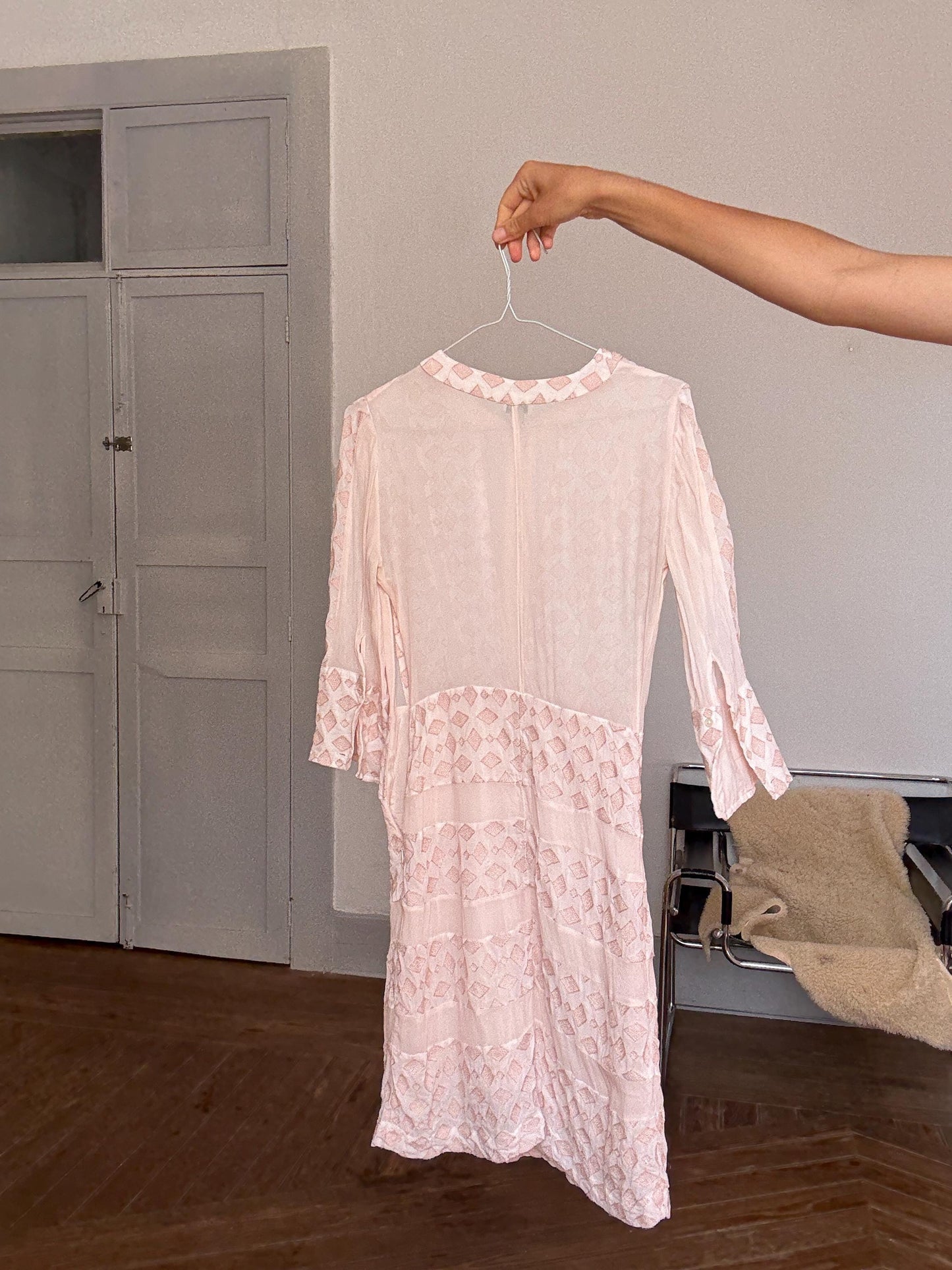 Luxury silk dusty pink mini dress – romantic luxury piece, ideal for weddings, garden parties, or soft glam looks, Size Petite body XS