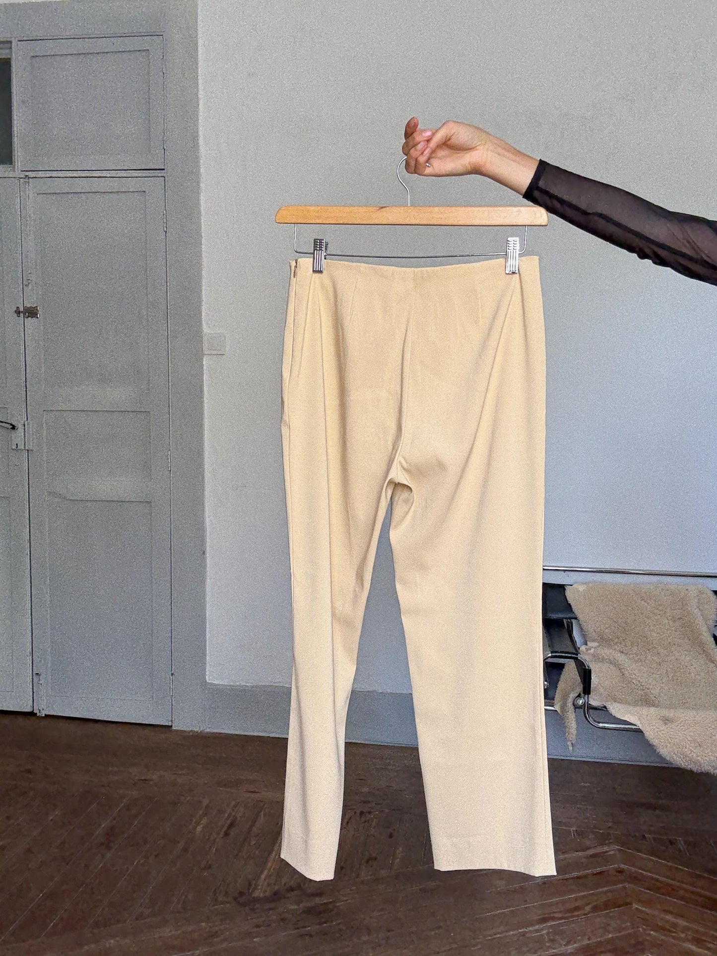 Vintage Versace Jeans Couture high waist beige trousers – made in Italy designer pants, size IT 42, Y2K minimalist luxury