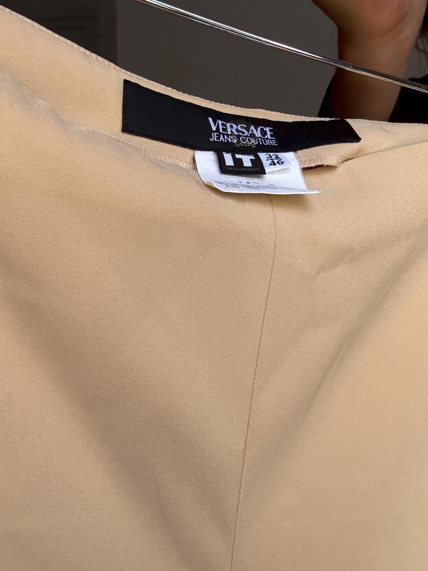 Vintage Versace Jeans Couture high waist beige trousers – made in Italy designer pants, size IT 42, Y2K minimalist luxury