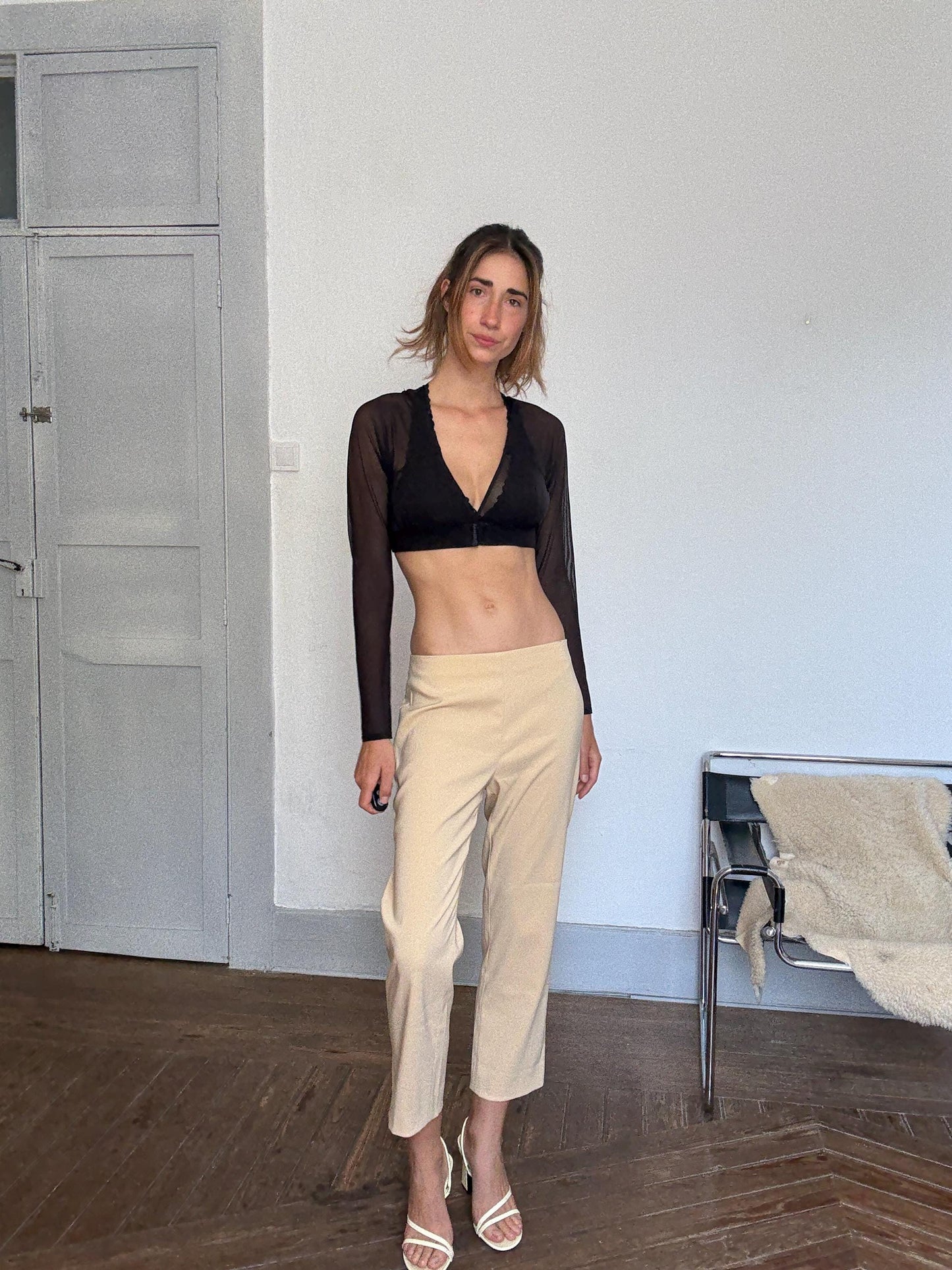 Vintage Versace Jeans Couture high waist beige trousers – made in Italy designer pants, size IT 42, Y2K minimalist luxury