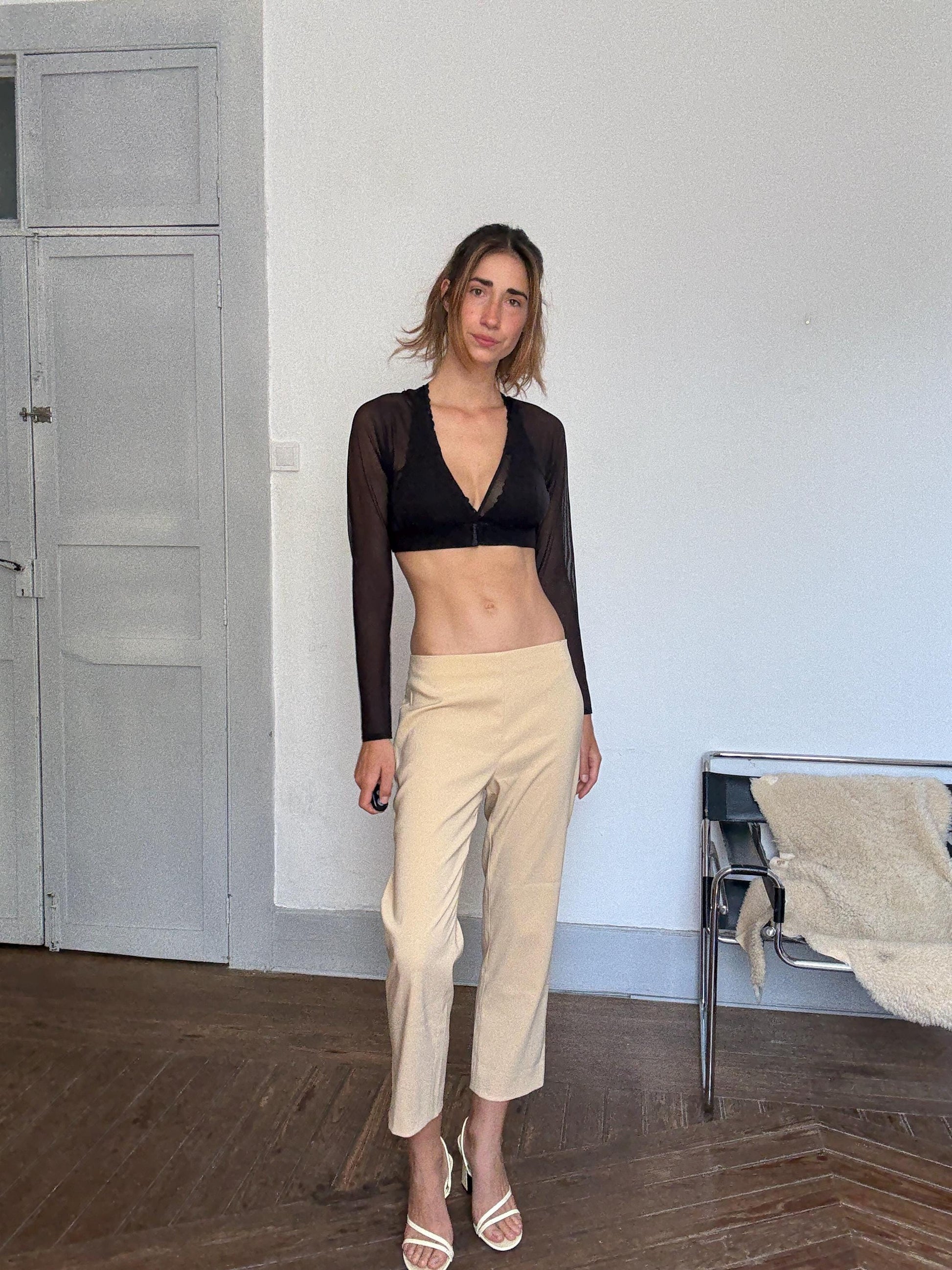 Vintage Versace Jeans Couture high waist beige trousers – made in Italy designer pants, size IT 42, Y2K minimalist luxury